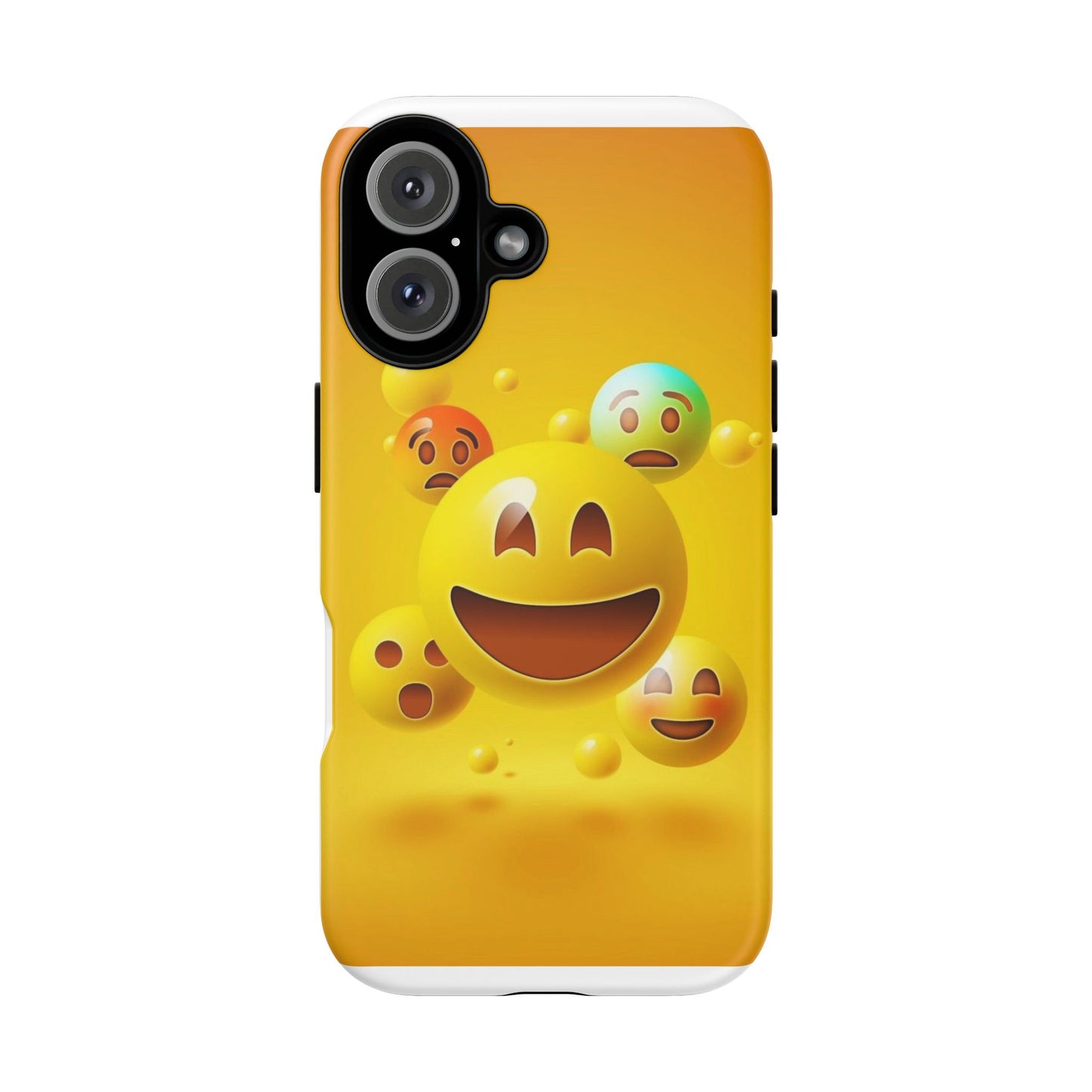 Smiley Face Phone Case, Fun Emoji Phone Cover, Durable Tough Case, Gift for Friends, Bright Yellow Accessory