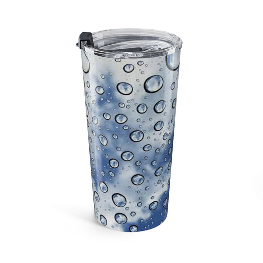 Blue Water Droplet Tumbler 20oz, Travel Mug, Gift for Nature Lovers, Stylish Drinkware, Outdoor Adventure