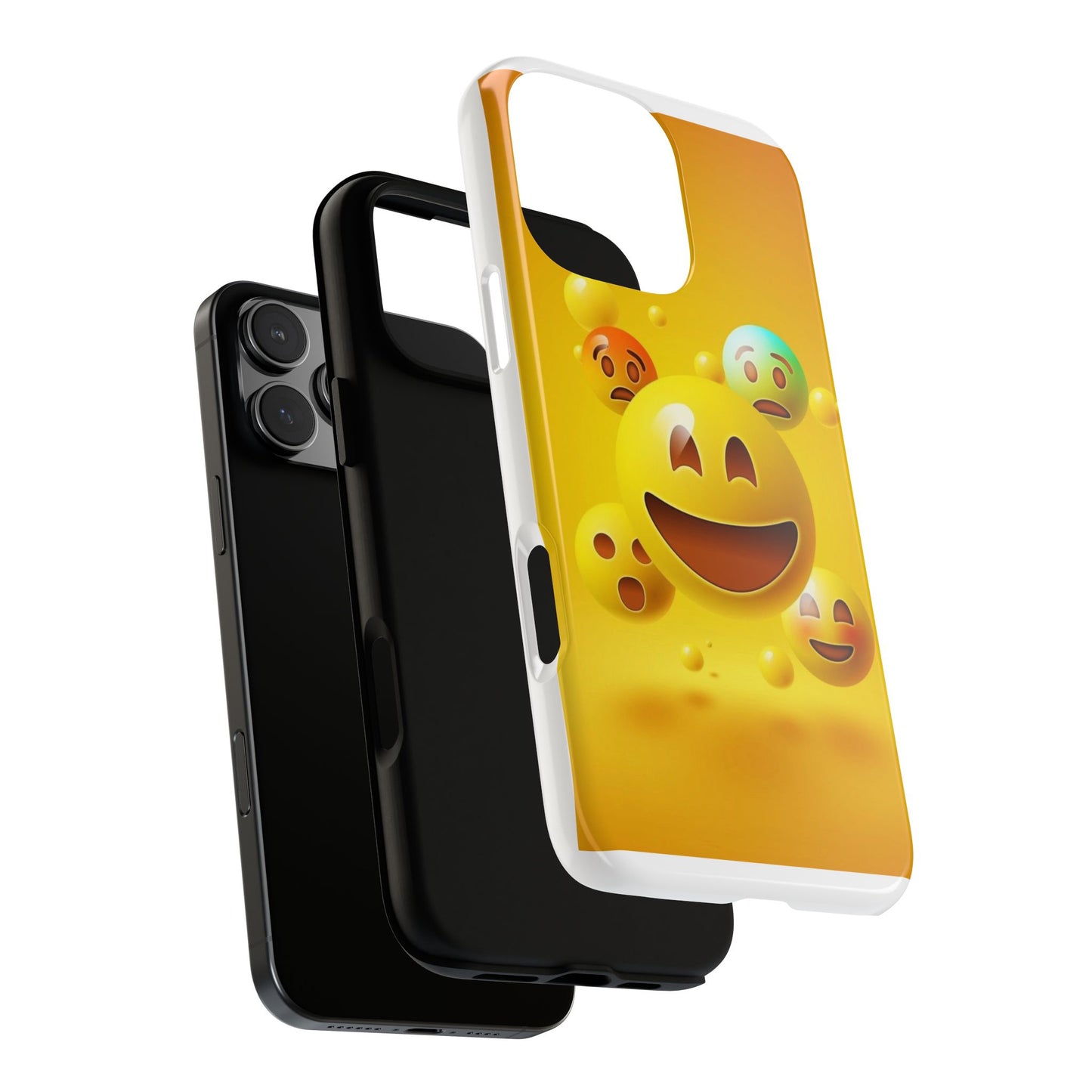 Smiley Face Phone Case, Fun Emoji Phone Cover, Durable Tough Case, Gift for Friends, Bright Yellow Accessory