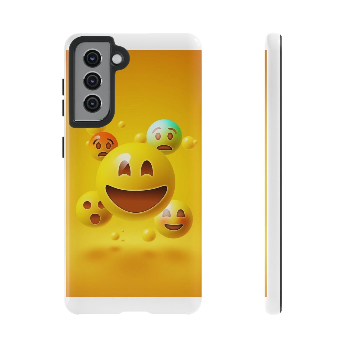 Smiley Face Phone Case, Fun Emoji Phone Cover, Durable Tough Case, Gift for Friends, Bright Yellow Accessory