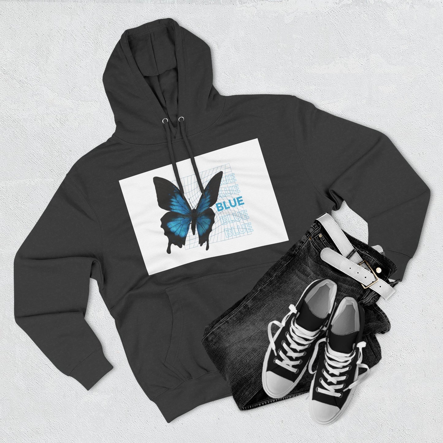 Butterfly Art Hoodie, Soft Fleece Sweatshirt, Gift for Nature Lovers, Stylish Casual Wear, Cozy Trendy Winter Apparel