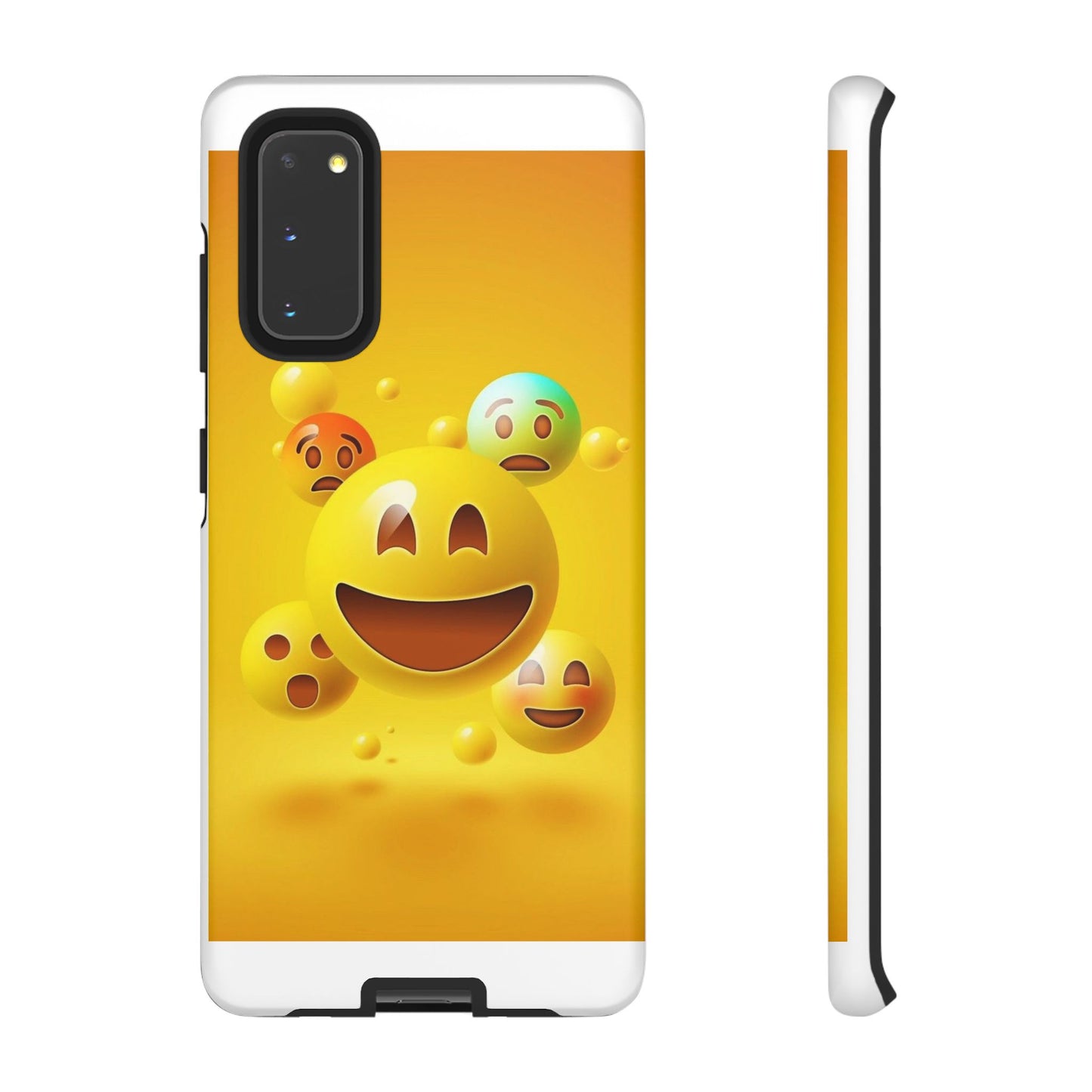 Smiley Face Phone Case, Fun Emoji Phone Cover, Durable Tough Case, Gift for Friends, Bright Yellow Accessory
