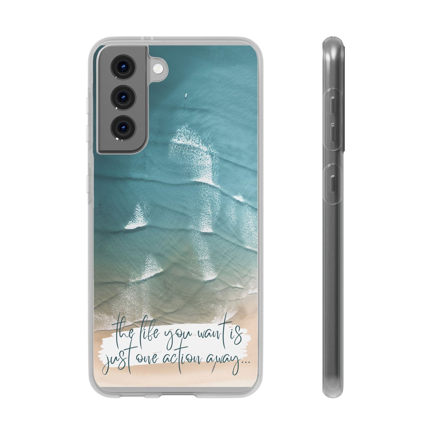Ocean Waves Inspirational Phone Case, Beach Flexi Case, Life Quote Accessory, Coastal Decor, Gift