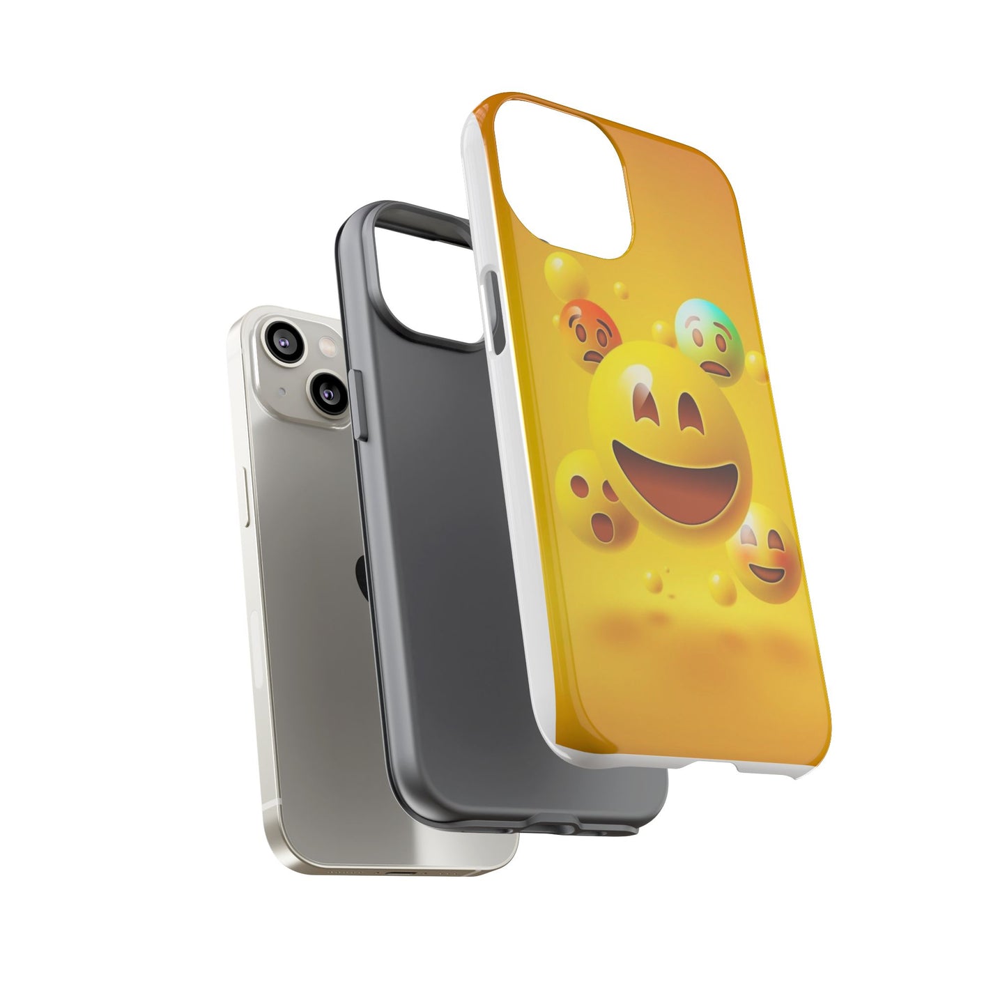 Smiley Face Phone Case, Fun Emoji Phone Cover, Durable Tough Case, Gift for Friends, Bright Yellow Accessory