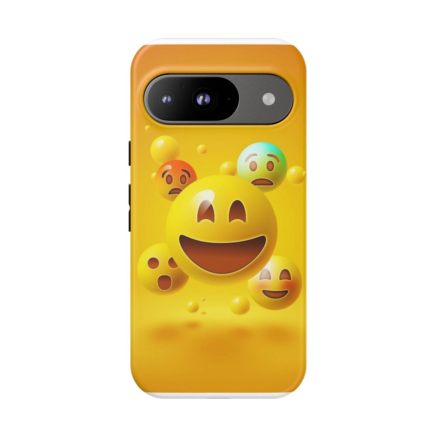 Smiley Face Phone Case, Fun Emoji Phone Cover, Durable Tough Case, Gift for Friends, Bright Yellow Accessory
