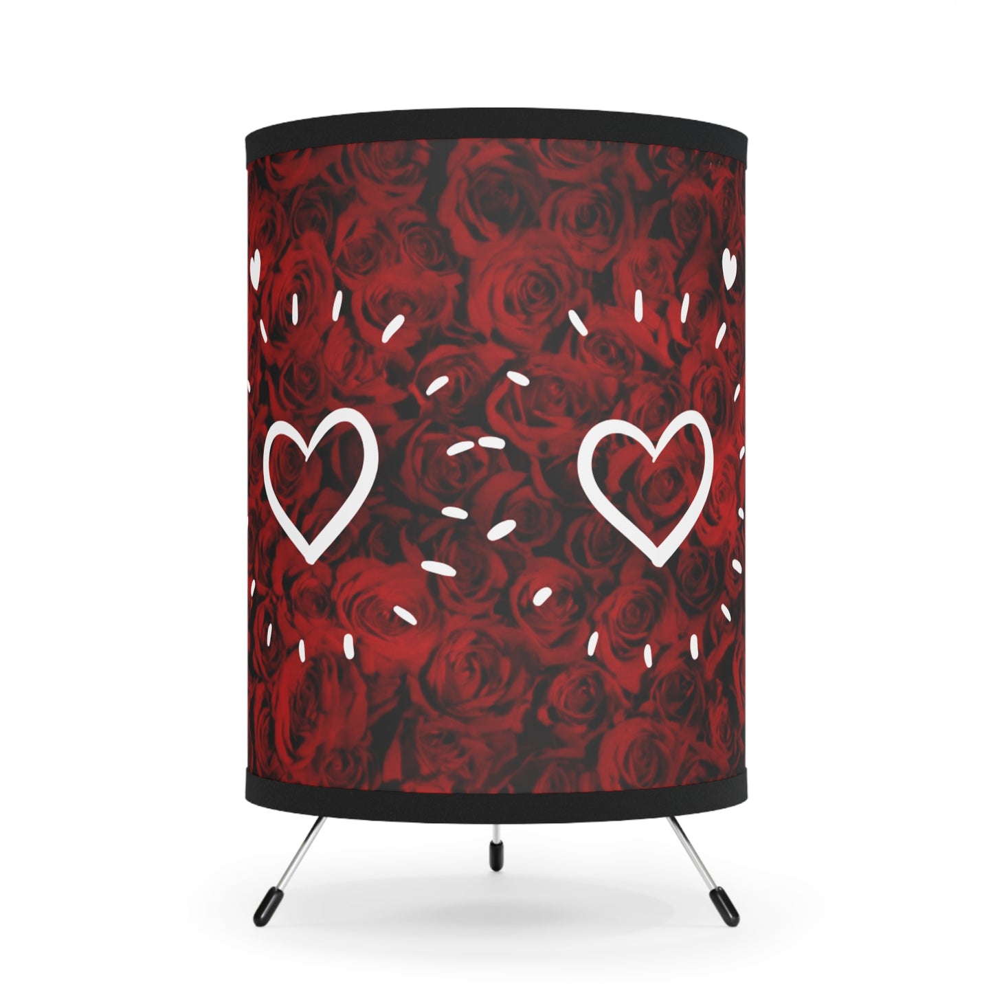 Tripod Lamp with Romantic Rose Design, Red Floral Home Decor, Boho Lighting, Unique Gift for Her, Valentine's Day Decor, Bedroom Accent