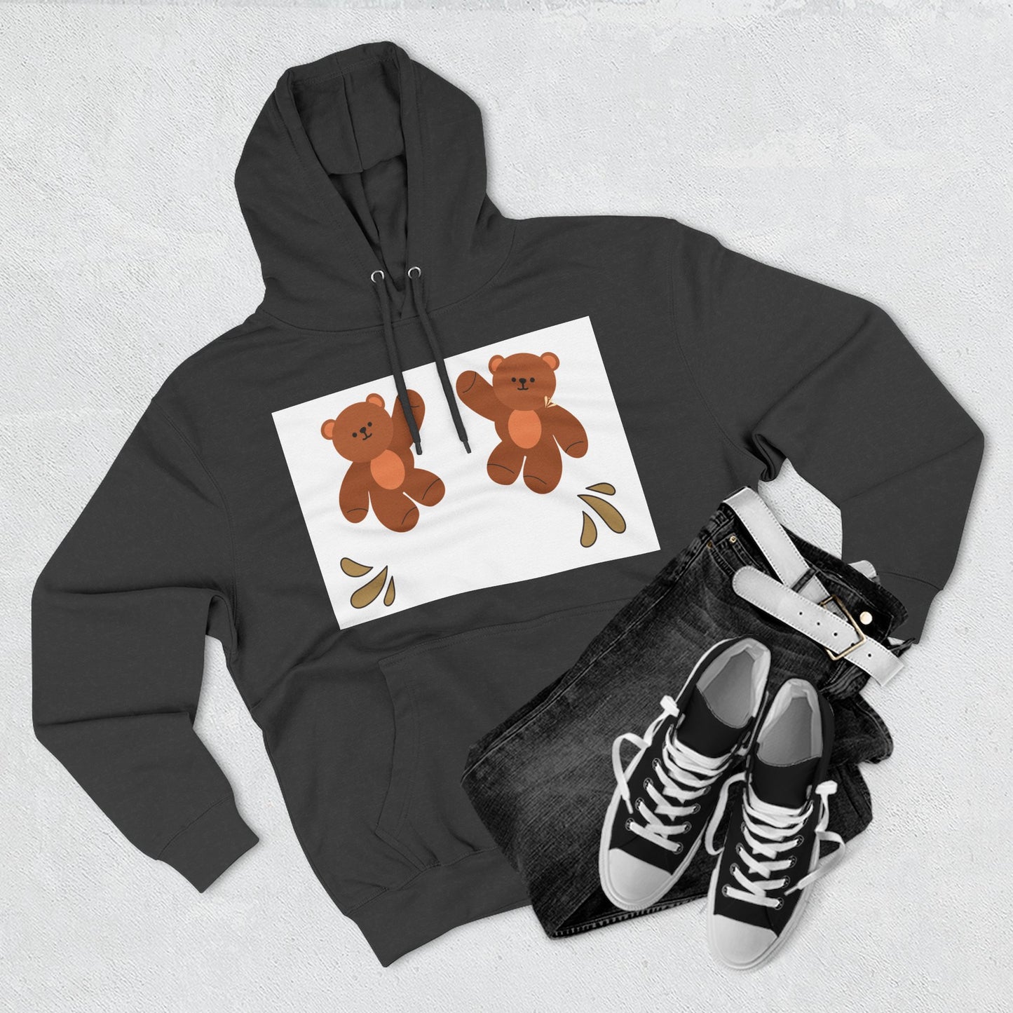 Cute Bear Fleece Hoodie | Cozy Unisex Fashion, Playful Sweatshirt, Perfect Gift, Casual Wear, Everyday Comfort, Holiday Style