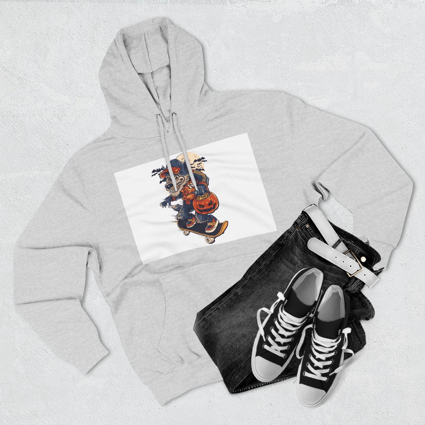 Fleece Hoodie with Halloween Design, Cozy Sweatshirt, Fall Fashion, Gift for Her, Casual Layering