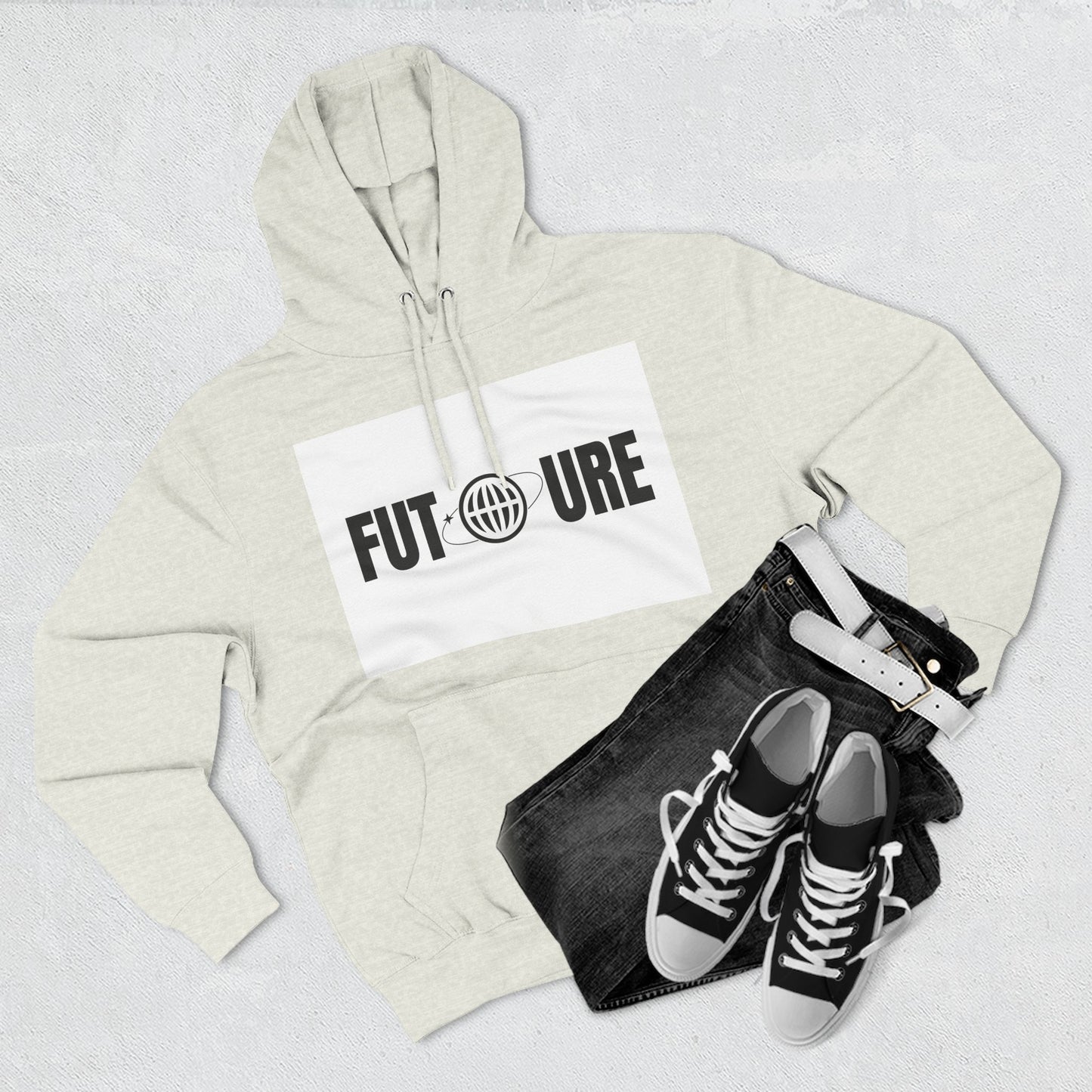 Futuristic Three-Panel Fleece Hoodie, Cozy Fashion, Streetwear Style, Gift for Trendsetters, Everyday Comfort