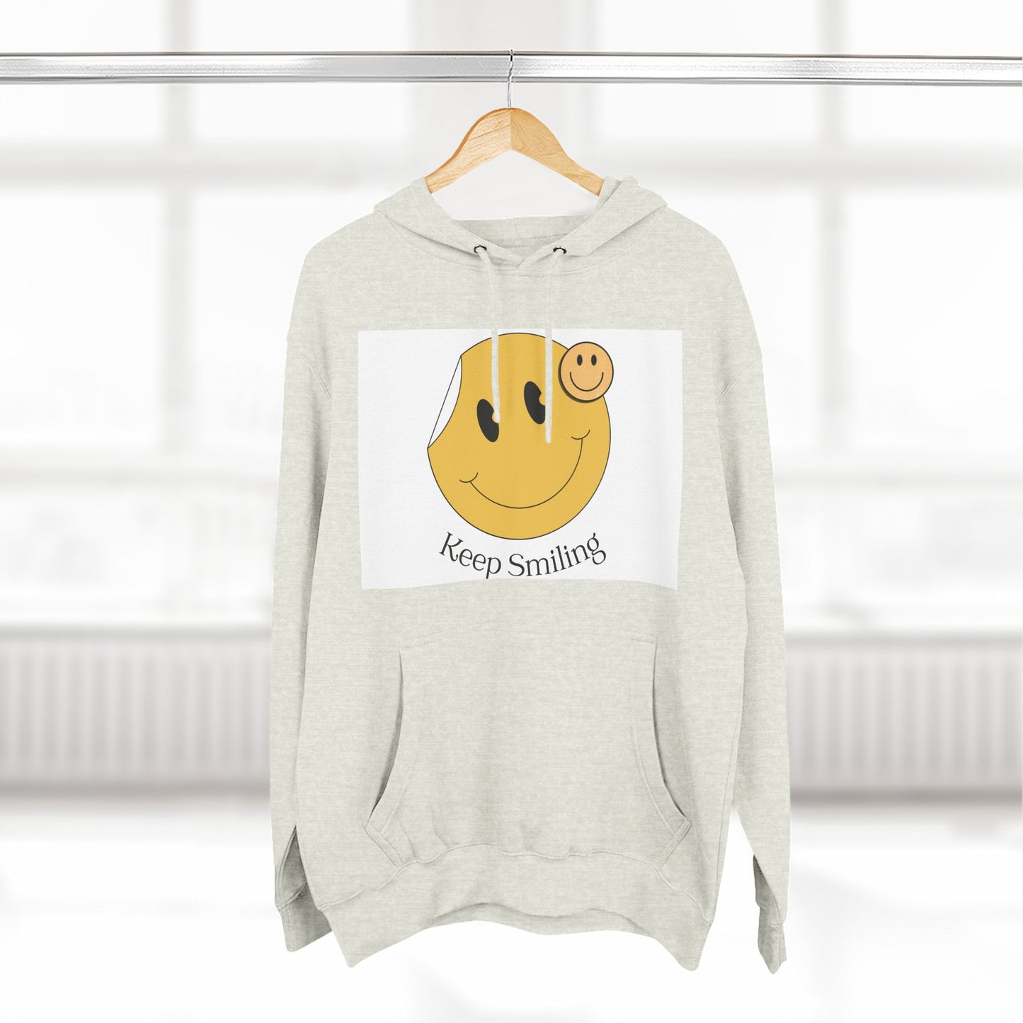 Happy Vibes Fleece Hoodie, Cozy Gift, Keep Smiling Hoodie, Casual Wear, Trendy Sweatshirt, Unisex Fashion