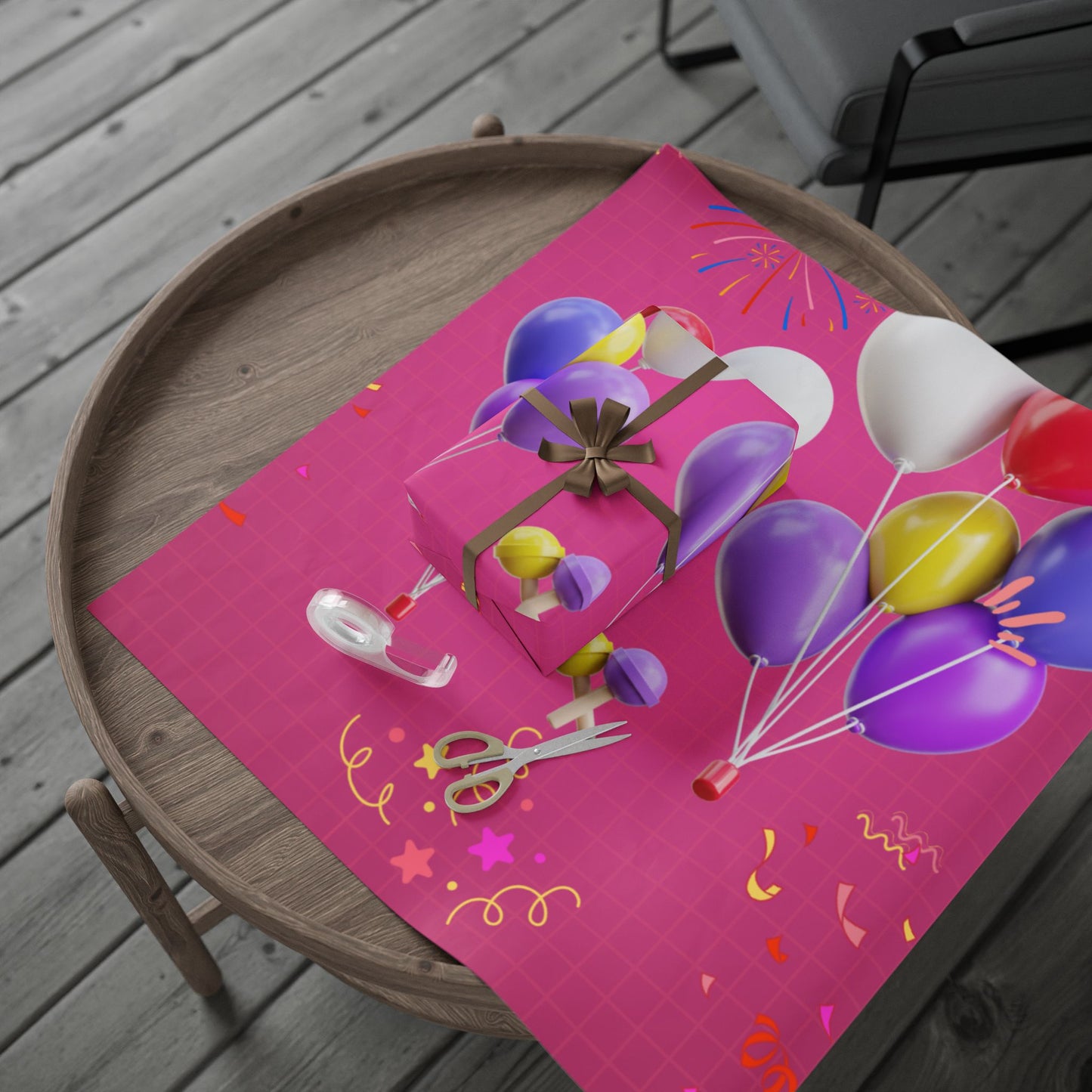 Vibrant Balloon Wrapping Paper, Gift Wrap for Birthdays, Celebrations, Party Favors, Festive Occasions, Unique Present Packaging