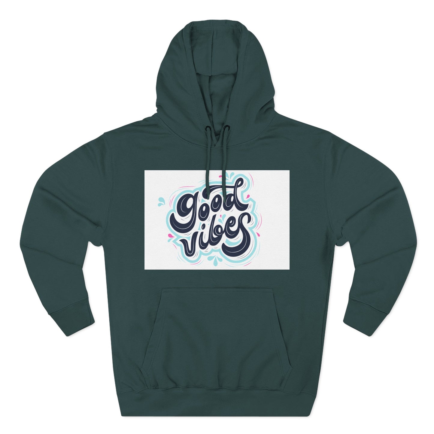 Good Vibes Three-Panel Fleece Hoodie | Cozy Streetwear, Perfect for Casual Outings, Unisex Gift, Inspirational Wear, Everyday Comfort