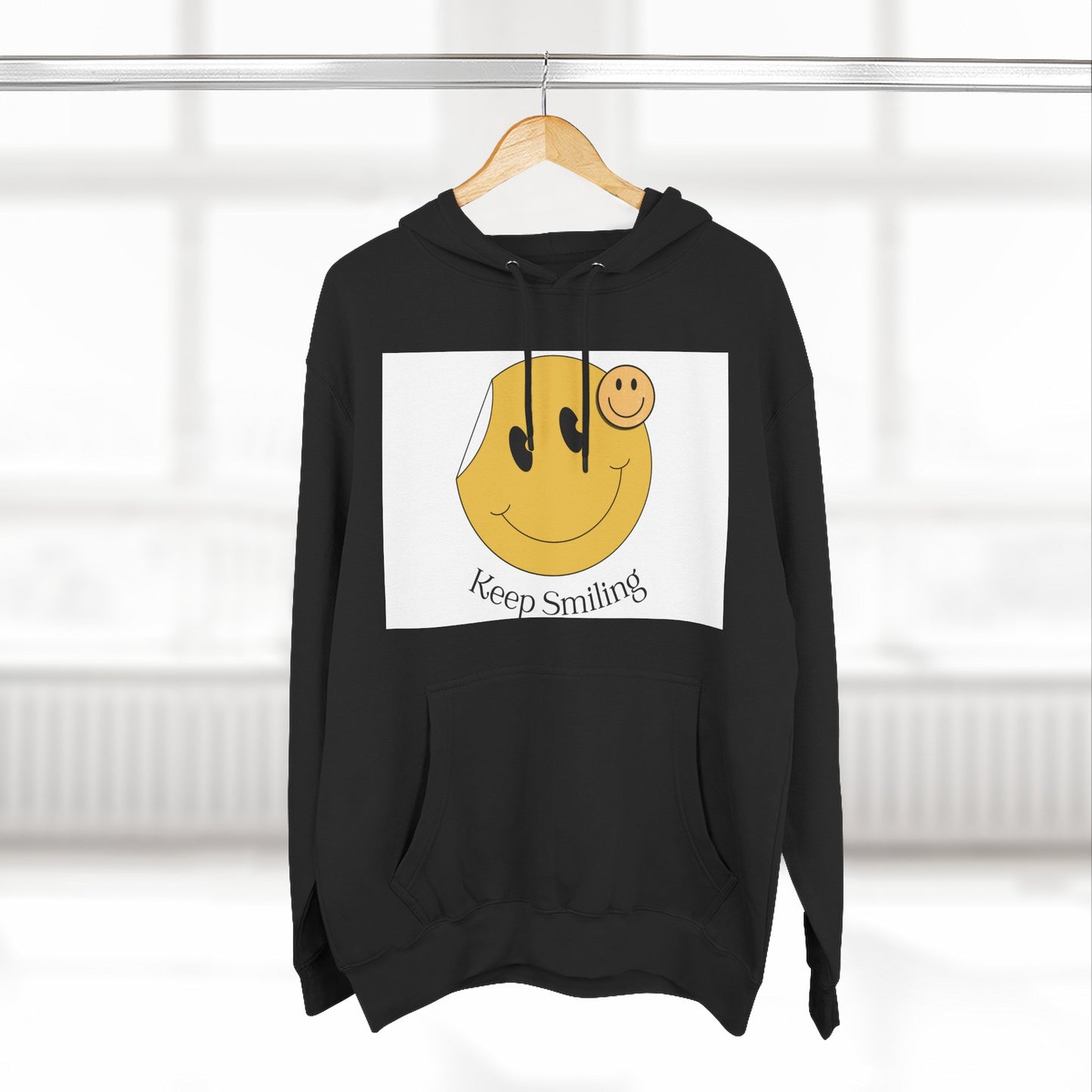 Happy Vibes Fleece Hoodie, Cozy Gift, Keep Smiling Hoodie, Casual Wear, Trendy Sweatshirt, Unisex Fashion