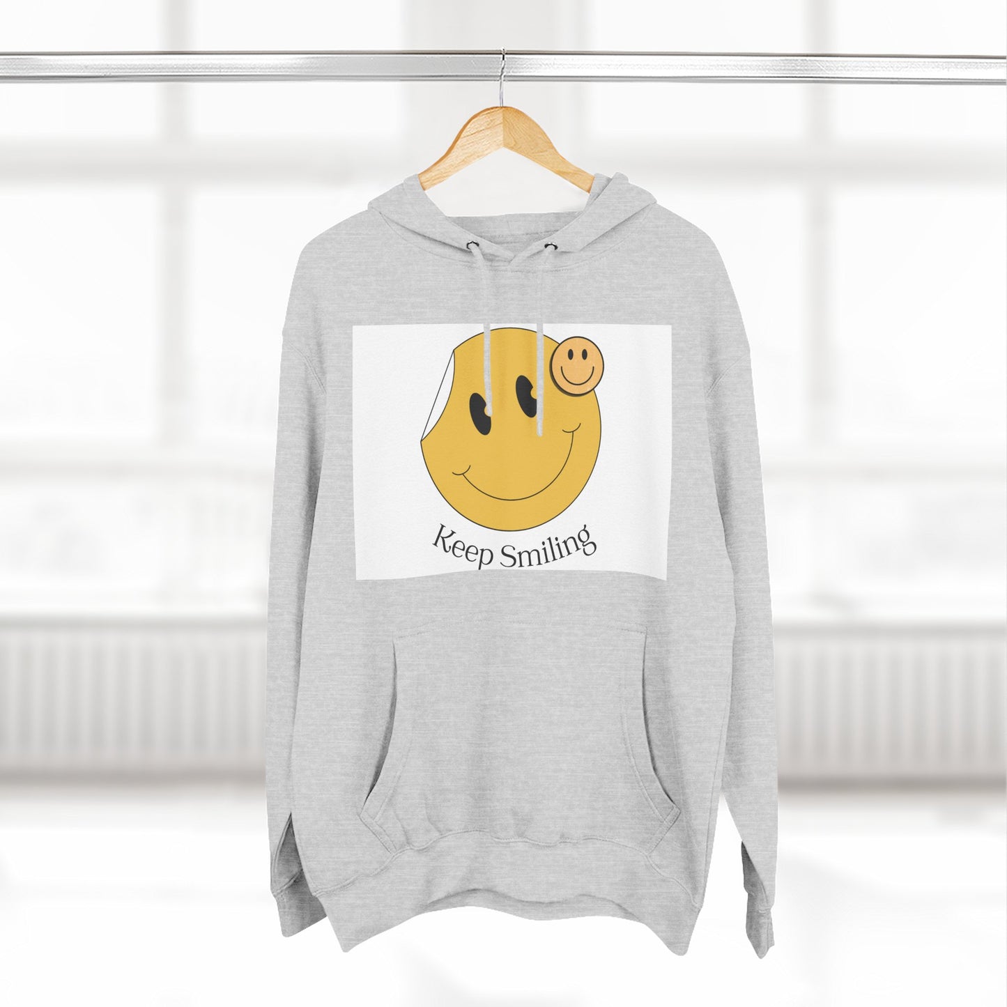 Happy Vibes Fleece Hoodie, Cozy Gift, Keep Smiling Hoodie, Casual Wear, Trendy Sweatshirt, Unisex Fashion