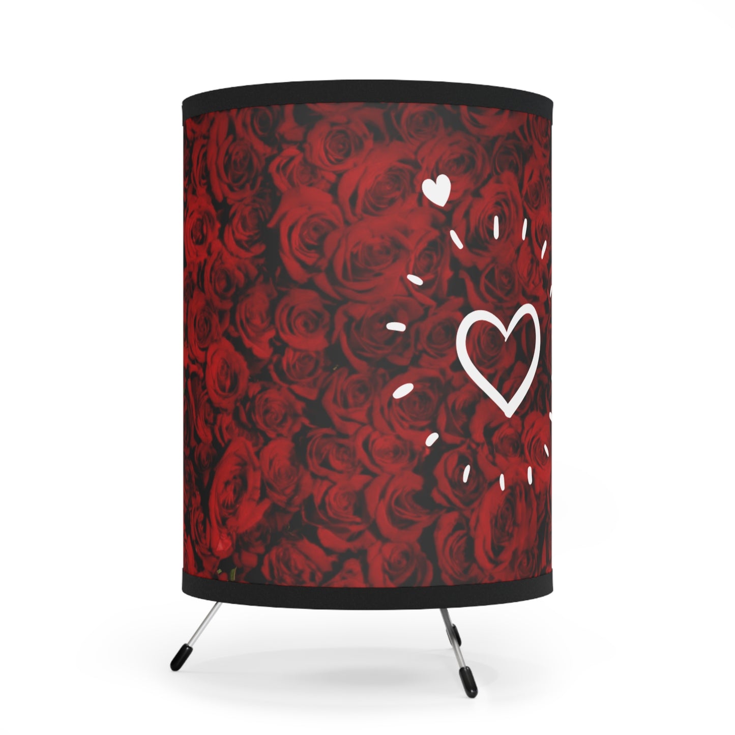Tripod Lamp with Romantic Rose Design, Red Floral Home Decor, Boho Lighting, Unique Gift for Her, Valentine's Day Decor, Bedroom Accent