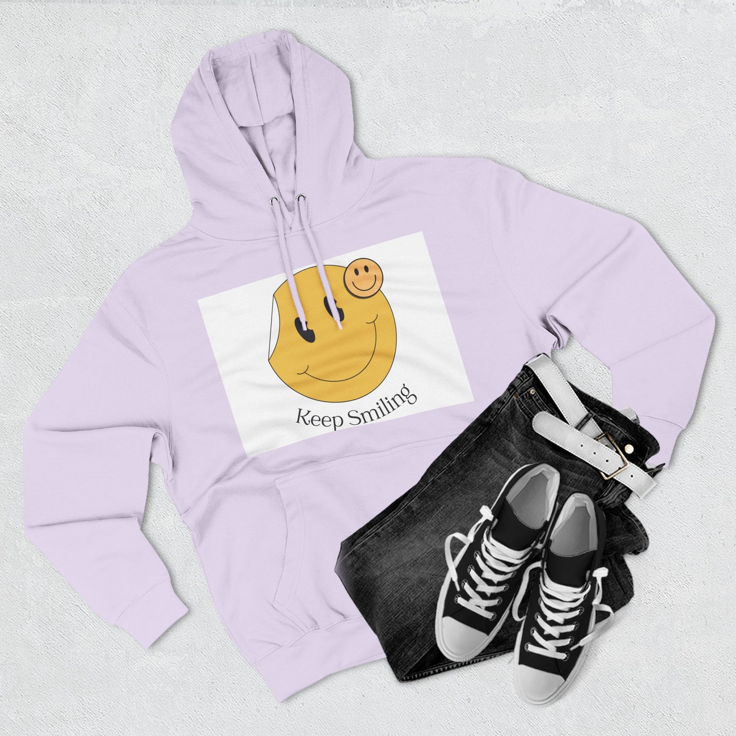 Happy Vibes Fleece Hoodie, Cozy Gift, Keep Smiling Hoodie, Casual Wear, Trendy Sweatshirt, Unisex Fashion