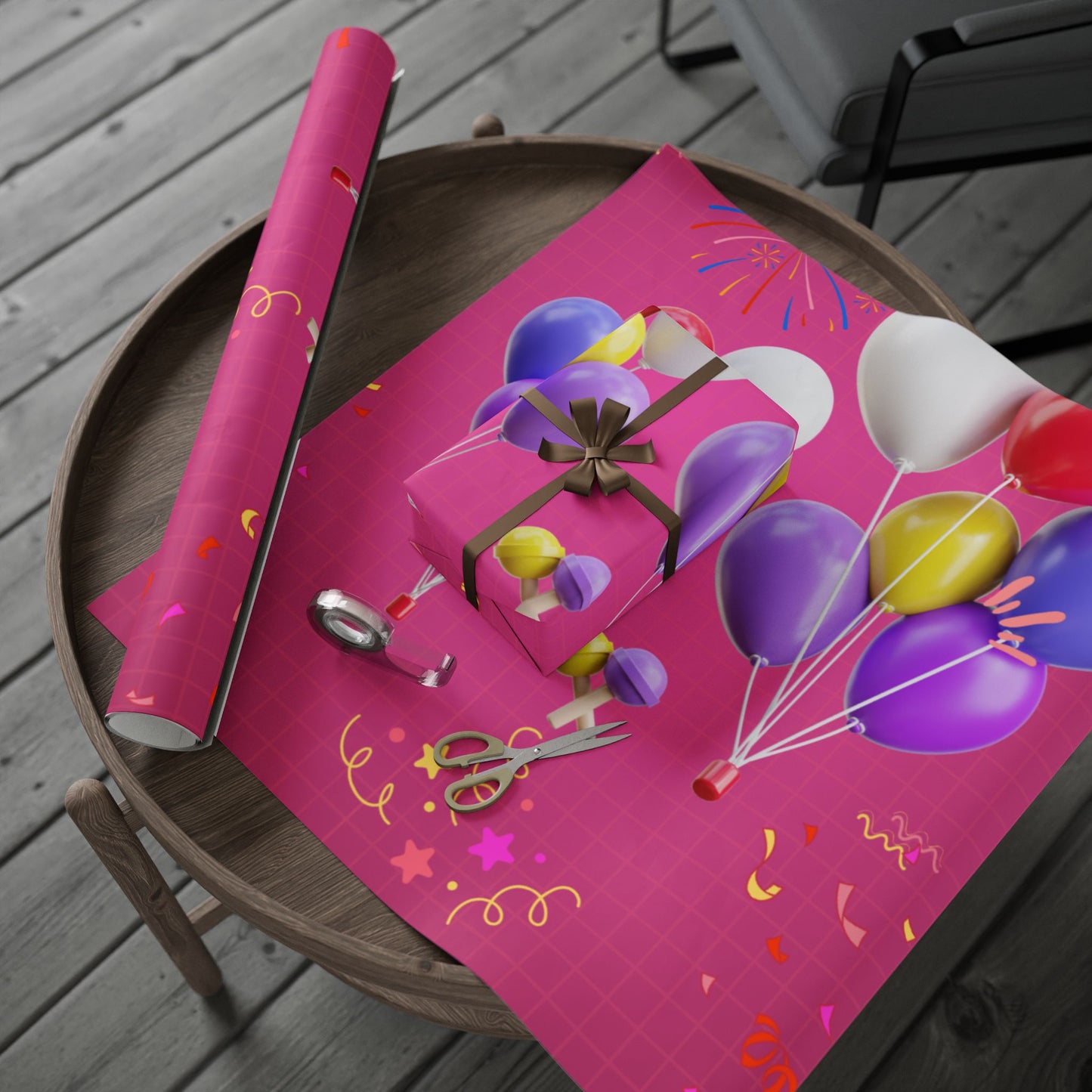 Vibrant Balloon Wrapping Paper, Gift Wrap for Birthdays, Celebrations, Party Favors, Festive Occasions, Unique Present Packaging