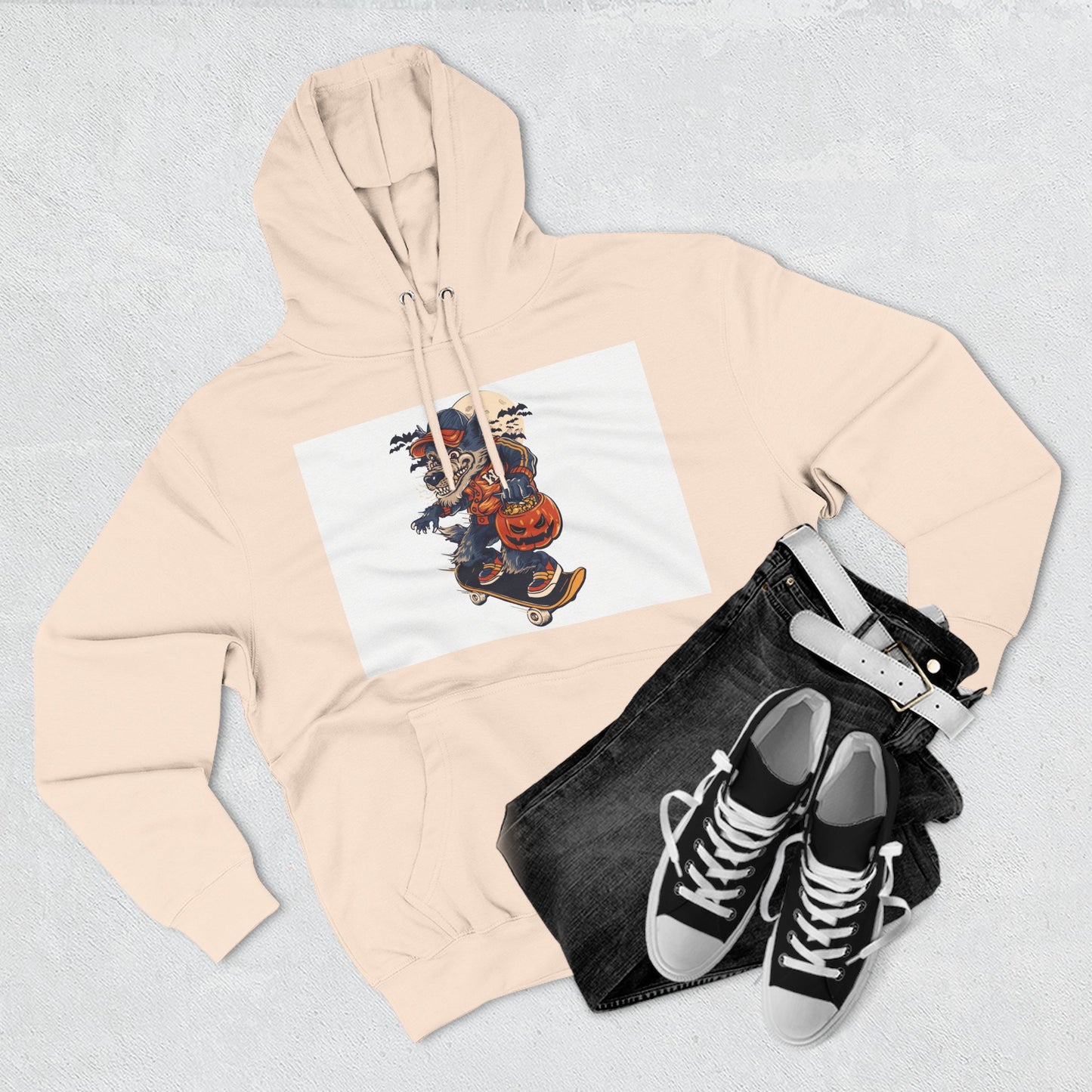 Fleece Hoodie with Halloween Design, Cozy Sweatshirt, Fall Fashion, Gift for Her, Casual Layering