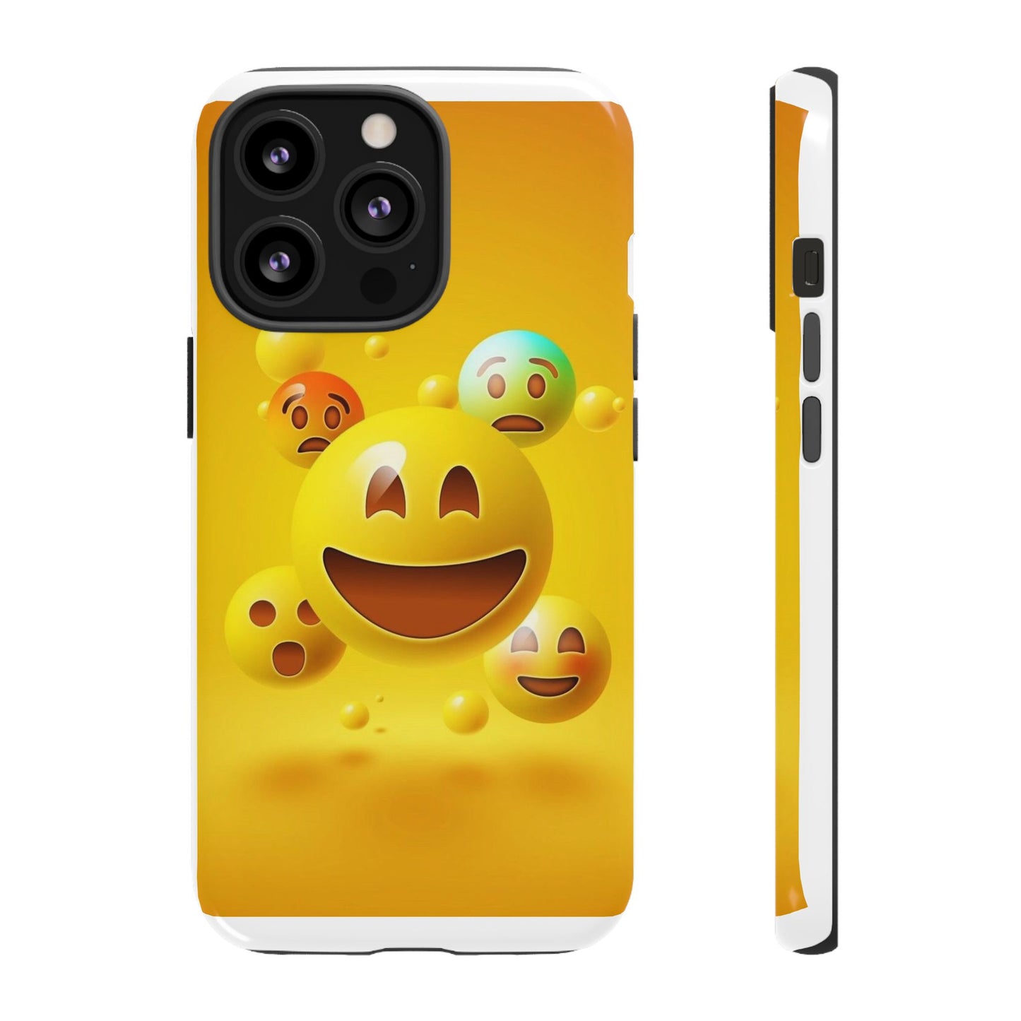 Smiley Face Phone Case, Fun Emoji Phone Cover, Durable Tough Case, Gift for Friends, Bright Yellow Accessory