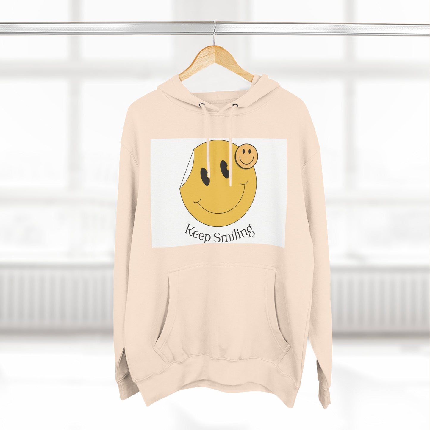 Happy Vibes Fleece Hoodie, Cozy Gift, Keep Smiling Hoodie, Casual Wear, Trendy Sweatshirt, Unisex Fashion