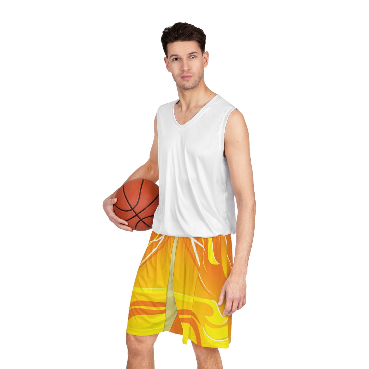 Vibrant Flame Basketball Shorts, Sportswear, Gym Gear, Summer Shorts, Activewear, Outdoor Activities