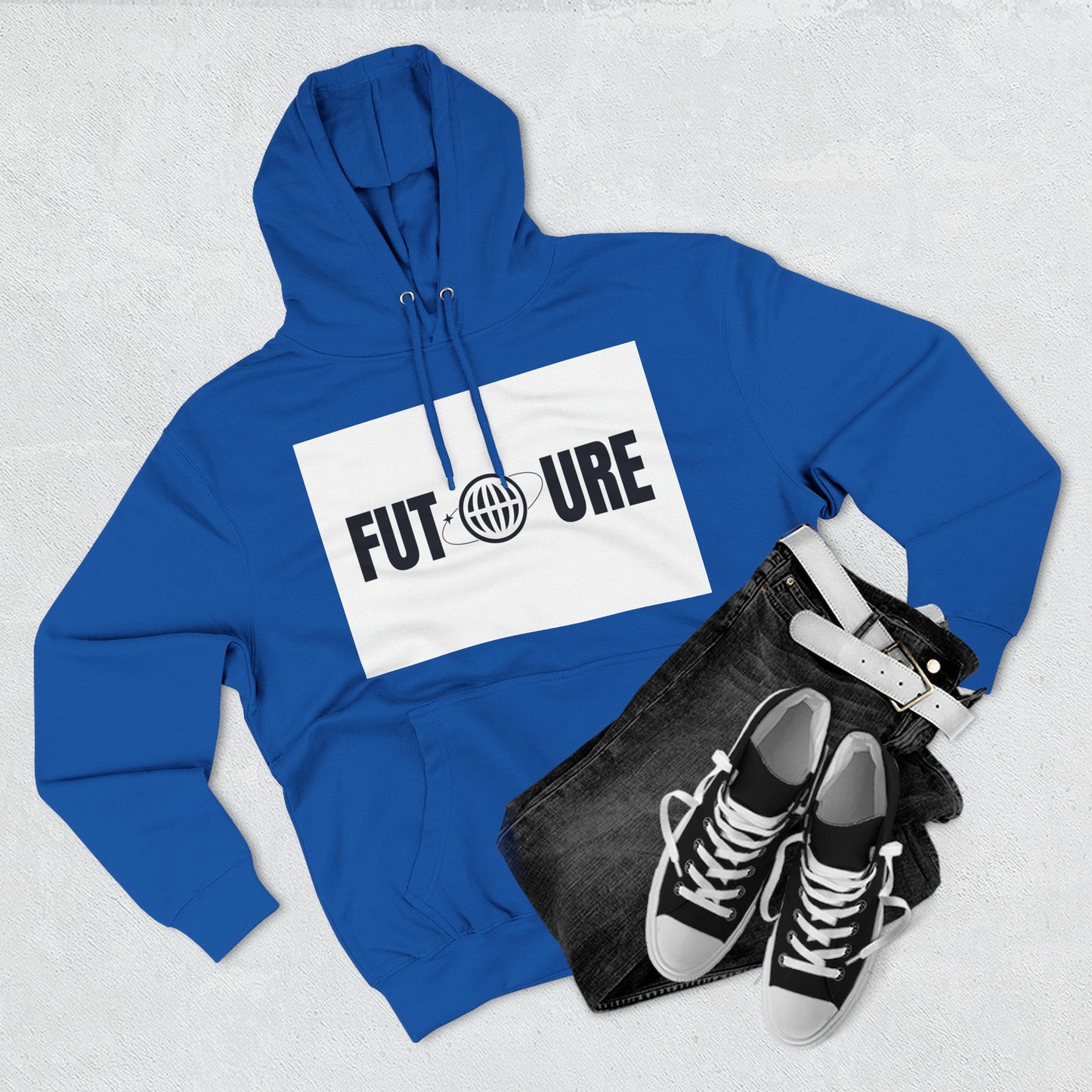 Futuristic Three-Panel Fleece Hoodie, Cozy Fashion, Streetwear Style, Gift for Trendsetters, Everyday Comfort