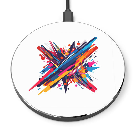 Vibrant Wireless Charger with Abstract Art Design | Phone Charger Gift, Colorful Desk Accessory, Tech Decor, Holiday Present