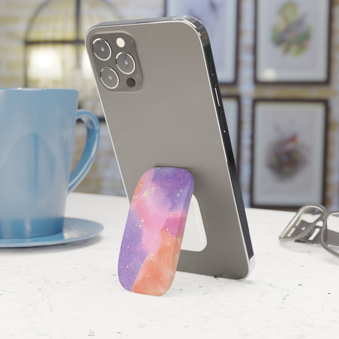 Colorful Phone Grip Stand, Aesthetic Mobile Accessory, Galaxy Phone Holder, Unique Phone Grip, Trendy Phone Stand
