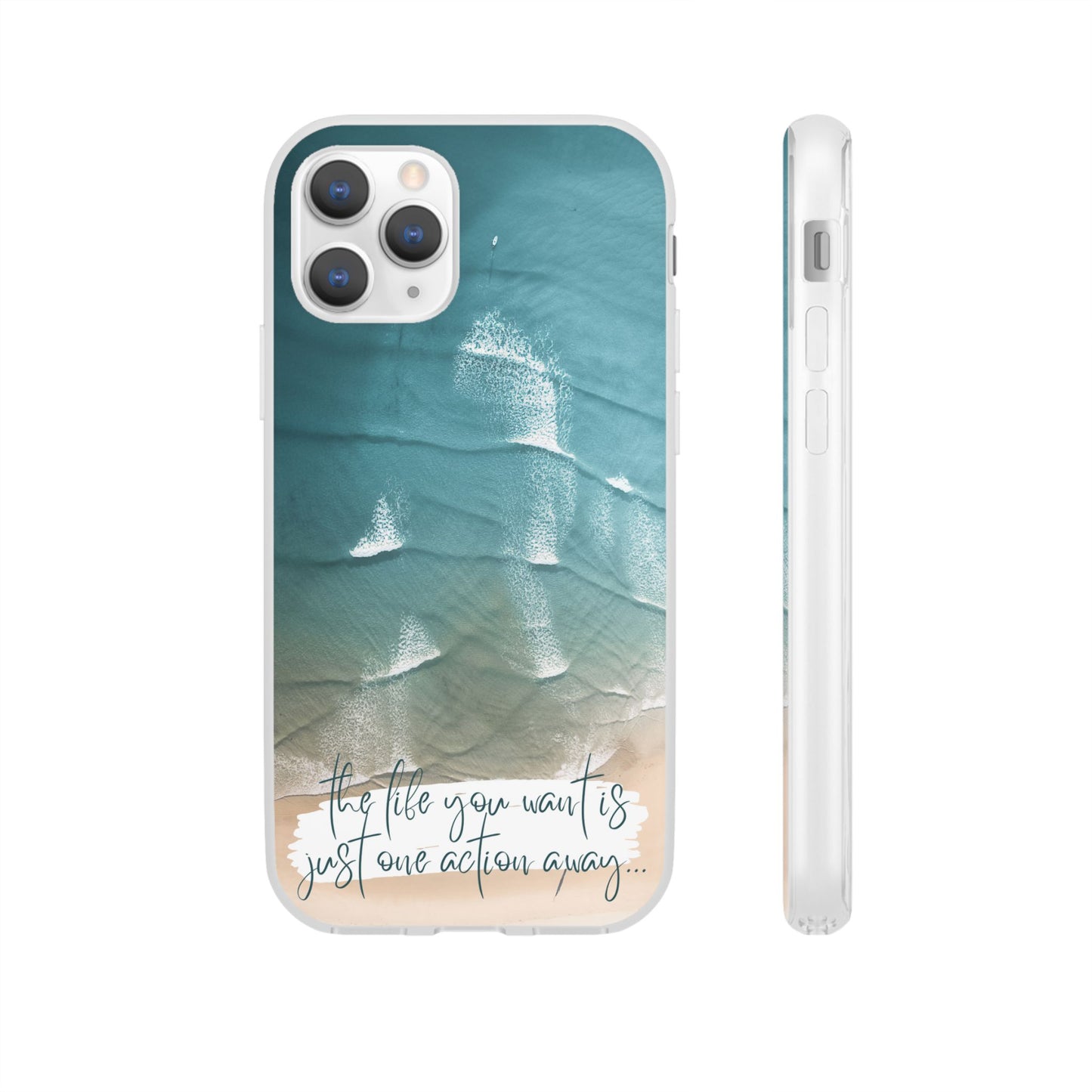 Ocean Waves Inspirational Phone Case, Beach Flexi Case, Life Quote Accessory, Coastal Decor, Gift