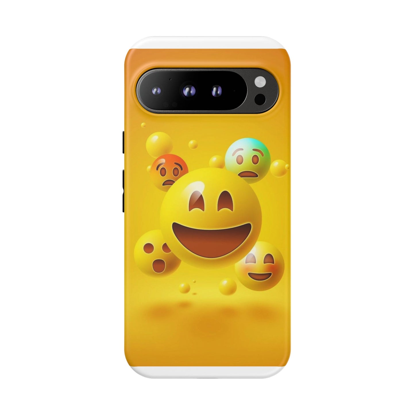Smiley Face Phone Case, Fun Emoji Phone Cover, Durable Tough Case, Gift for Friends, Bright Yellow Accessory