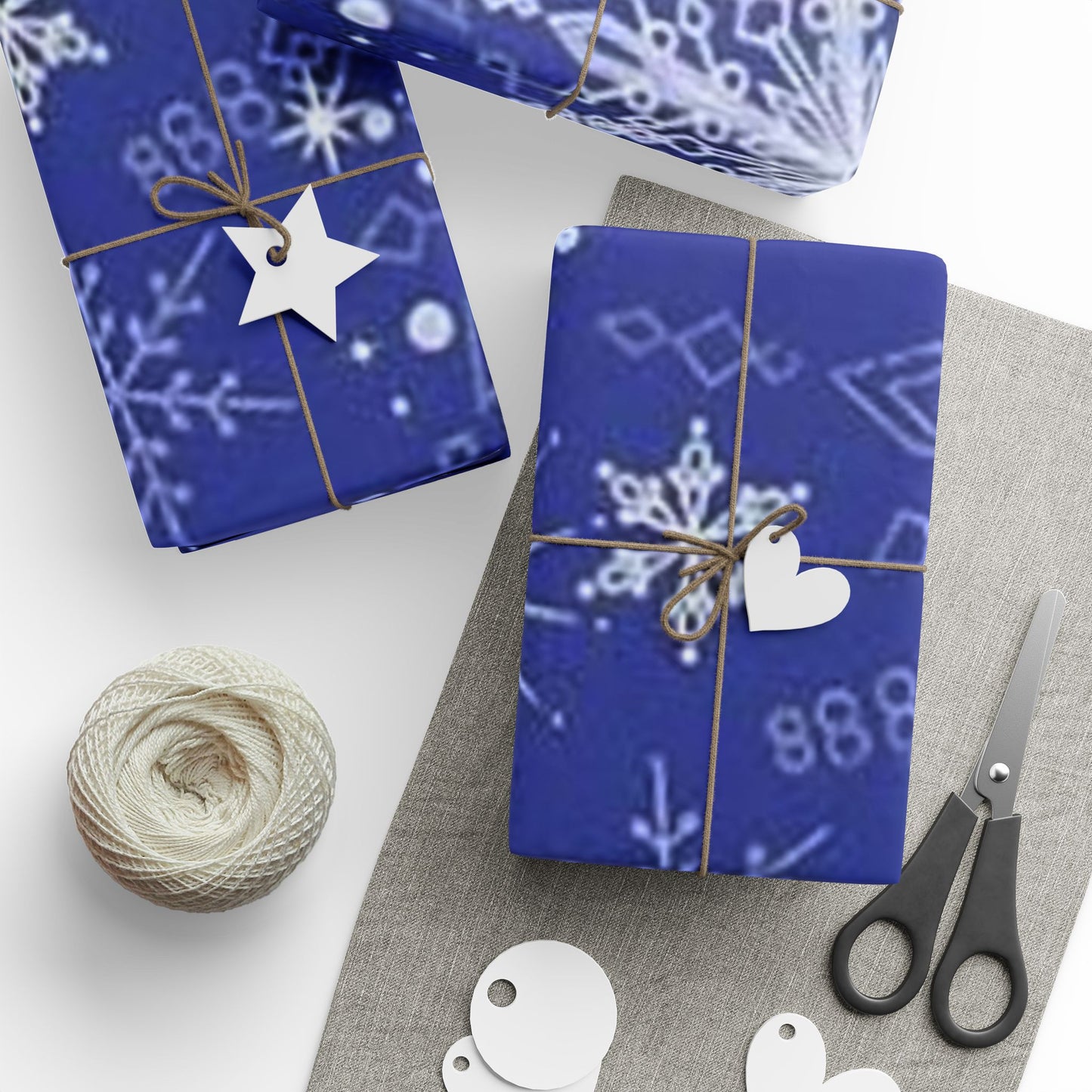 Elegant Snowflake Wrapping Paper, Christmas Gift Wrap, Holiday Party Supplies, Winter Themed Decor, Blue Snowflake Design
