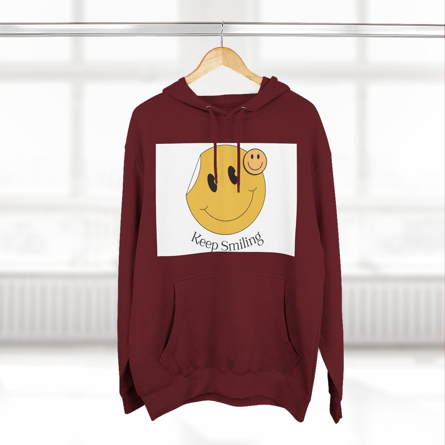 Happy Vibes Fleece Hoodie, Cozy Gift, Keep Smiling Hoodie, Casual Wear, Trendy Sweatshirt, Unisex Fashion