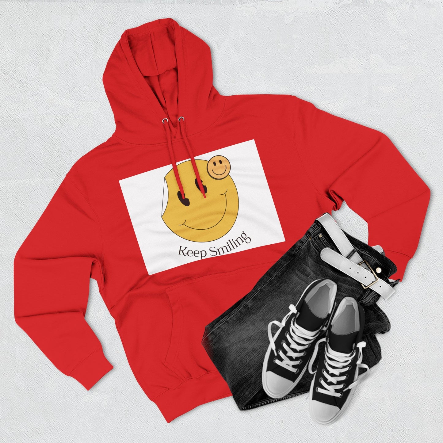 Happy Vibes Fleece Hoodie, Cozy Gift, Keep Smiling Hoodie, Casual Wear, Trendy Sweatshirt, Unisex Fashion