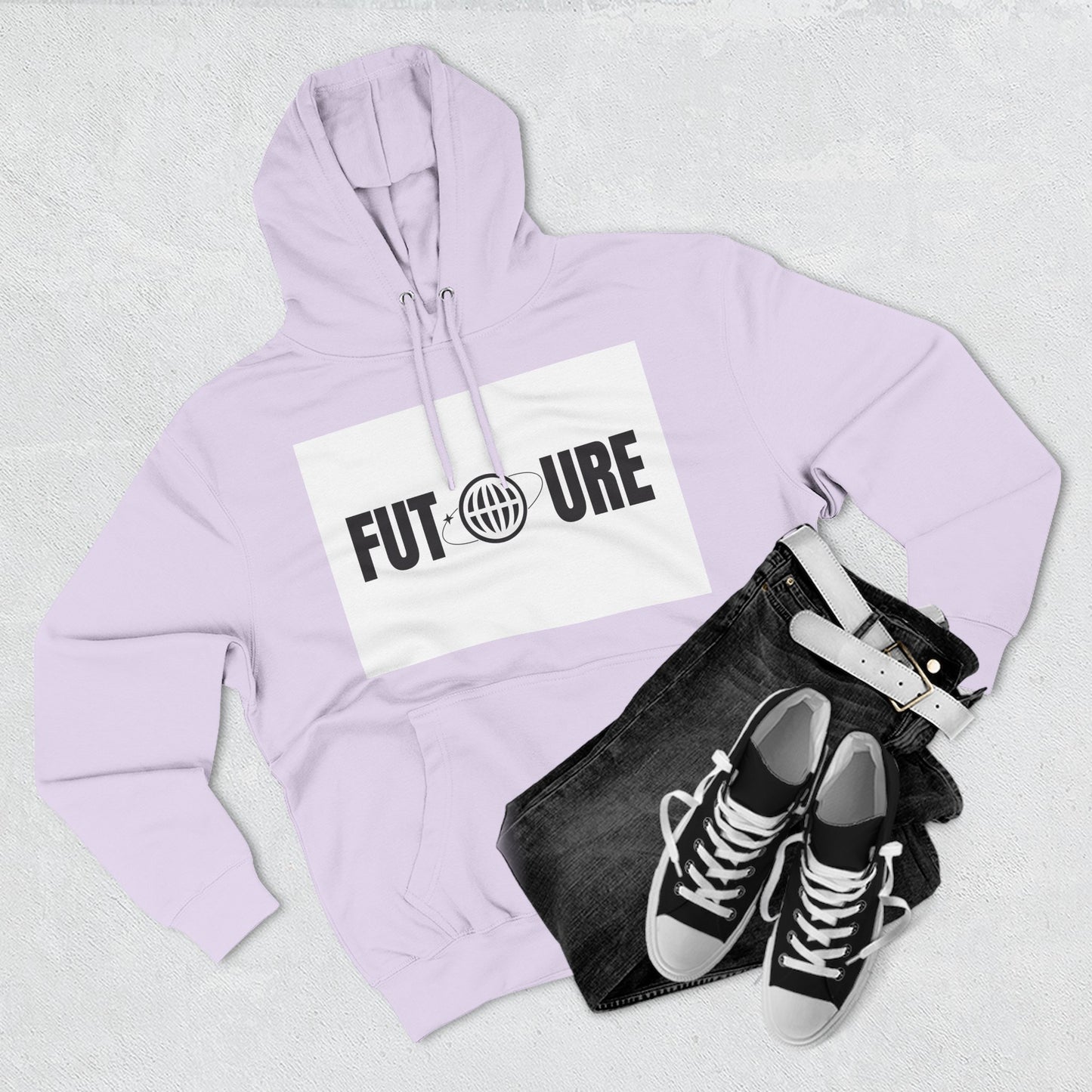 Futuristic Three-Panel Fleece Hoodie, Cozy Fashion, Streetwear Style, Gift for Trendsetters, Everyday Comfort