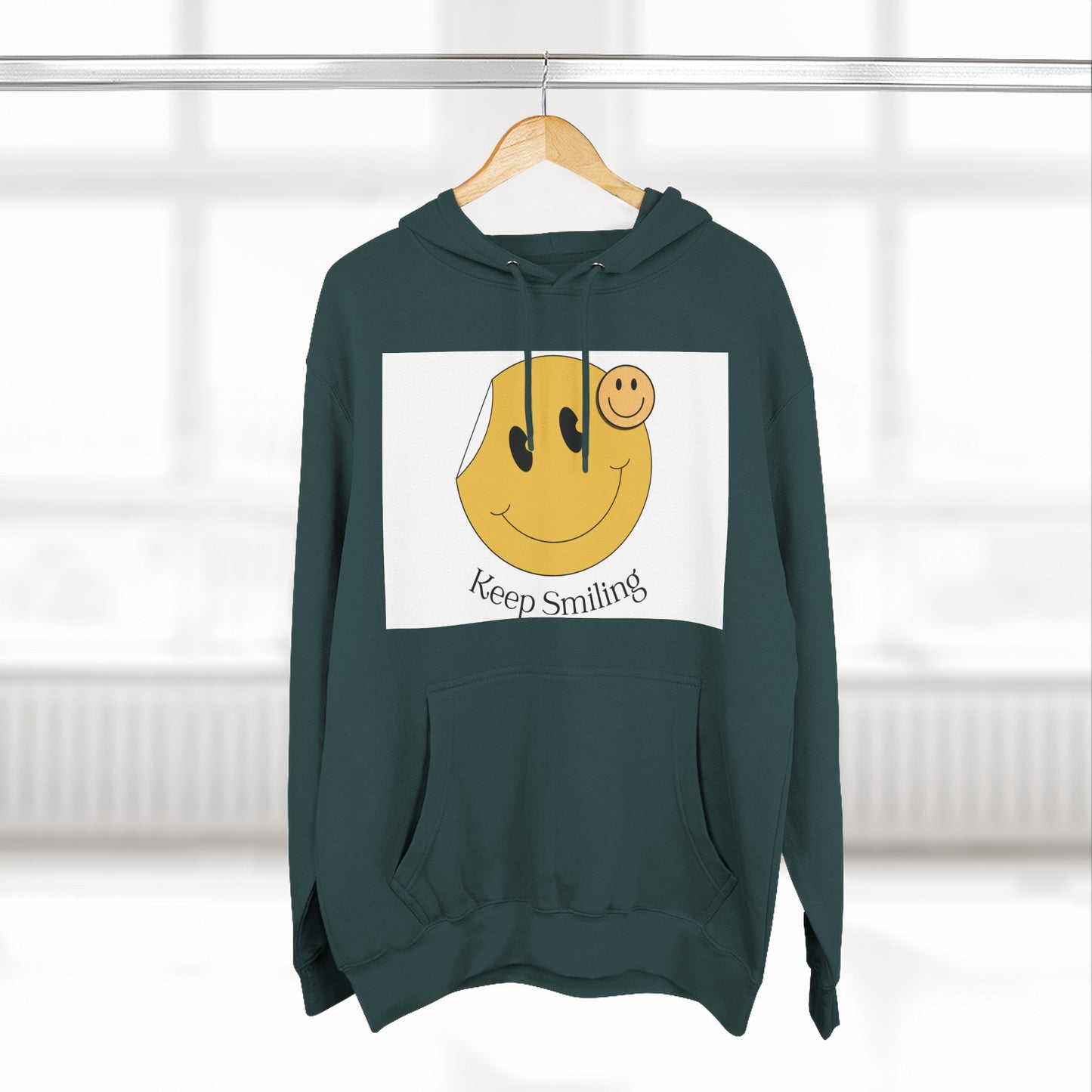 Happy Vibes Fleece Hoodie, Cozy Gift, Keep Smiling Hoodie, Casual Wear, Trendy Sweatshirt, Unisex Fashion