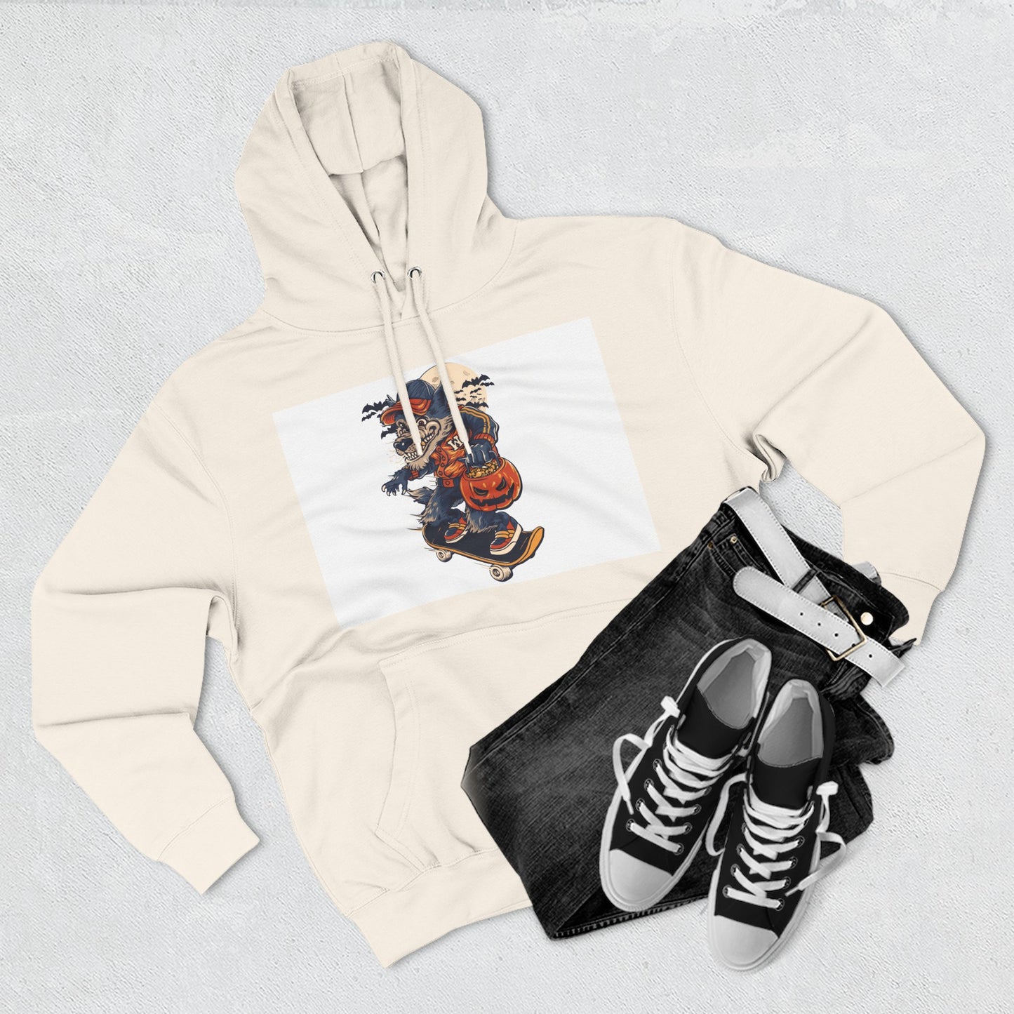 Fleece Hoodie with Halloween Design, Cozy Sweatshirt, Fall Fashion, Gift for Her, Casual Layering