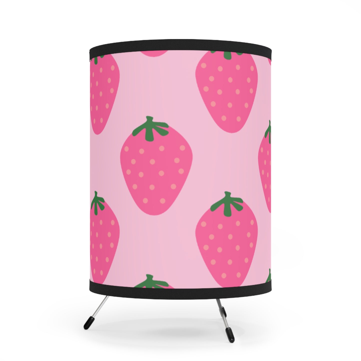 Strawberry Tripod Lamp, Vibrant Lighting Decor for Kids Rooms, Gifts for Garden Lovers, Nursery Decor, Pink Strawberry Shade