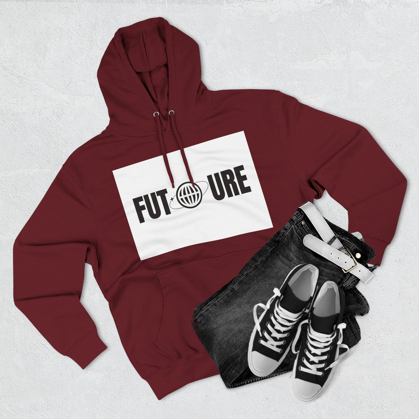 Futuristic Three-Panel Fleece Hoodie, Cozy Fashion, Streetwear Style, Gift for Trendsetters, Everyday Comfort