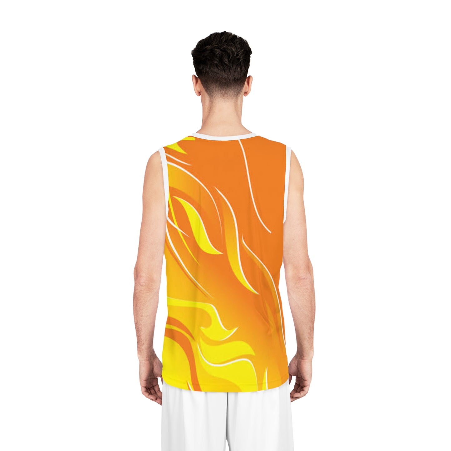 Vibrant Flame Basketball Jersey, Custom Sportswear, Gift for Athletes, Summer Sports Apparel, Unique Team Jersey