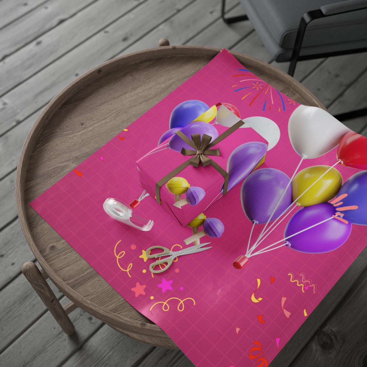 Vibrant Balloon Wrapping Paper, Gift Wrap for Birthdays, Celebrations, Party Favors, Festive Occasions, Unique Present Packaging