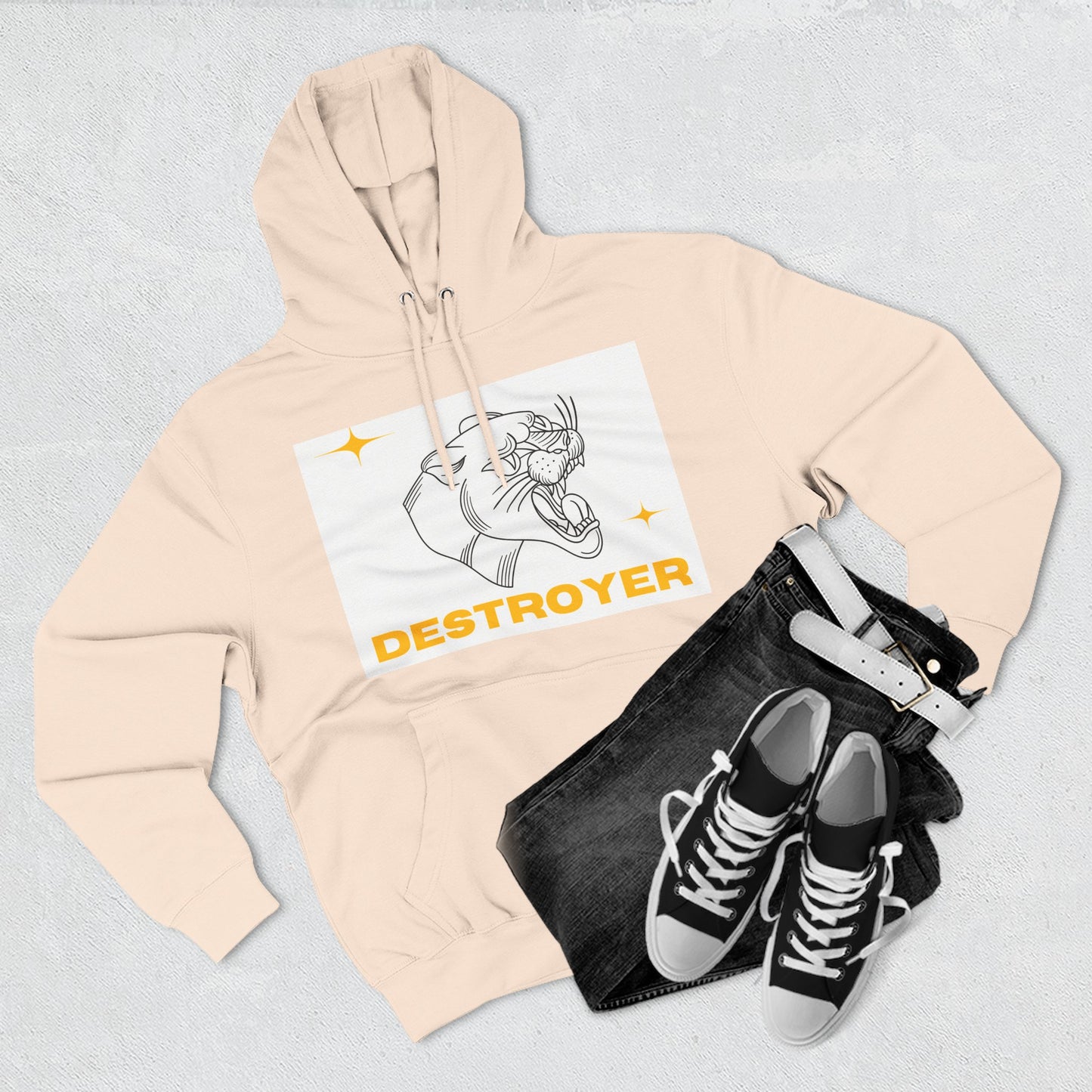 Three-Panel Fleece Hoodie with DESTROYER Design, Cozy Streetwear for Every Occasion, Perfect Gift for Friends, Fun Graphic Hoodie, [...]