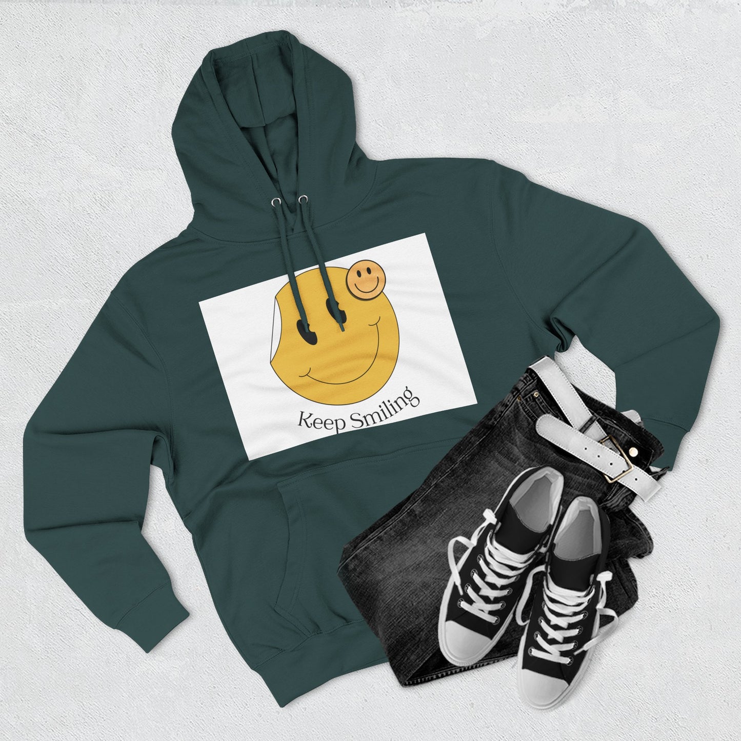 Happy Vibes Fleece Hoodie, Cozy Gift, Keep Smiling Hoodie, Casual Wear, Trendy Sweatshirt, Unisex Fashion