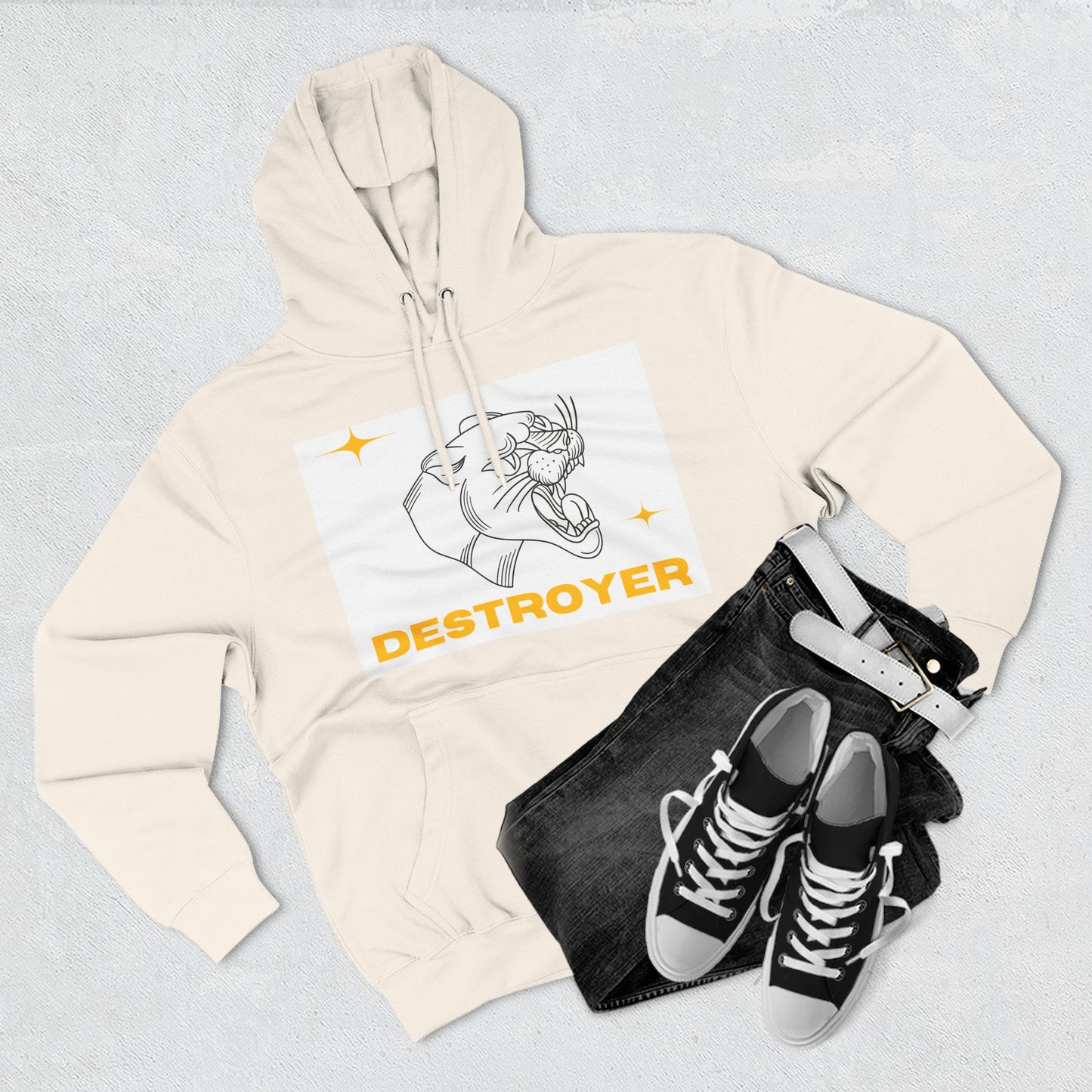 Three-Panel Fleece Hoodie with DESTROYER Design, Cozy Streetwear for Every Occasion, Perfect Gift for Friends, Fun Graphic Hoodie, [...]