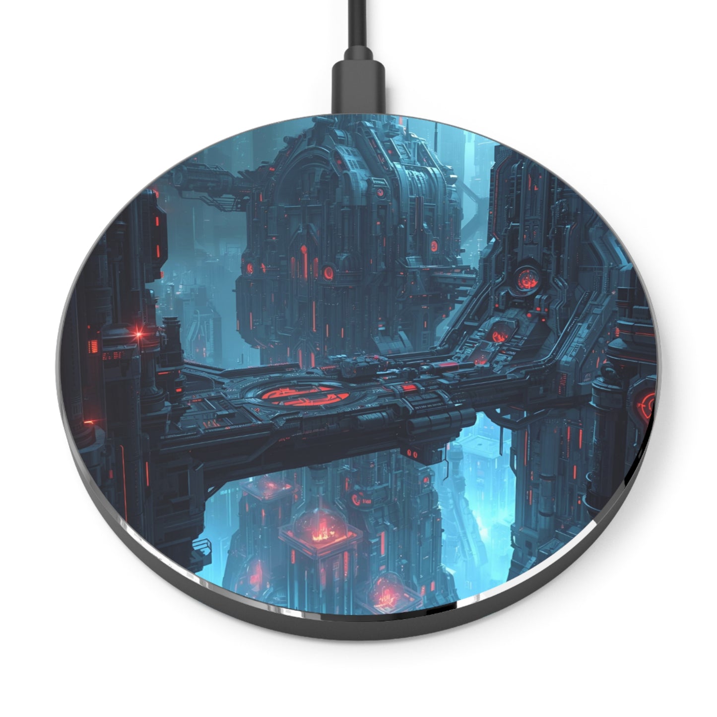 Futuristic Wireless Charger - Fast Charging Pad, Tech Gadget, Modern Home Decor, Geek Gift, Cyberpunk Desk Accessory