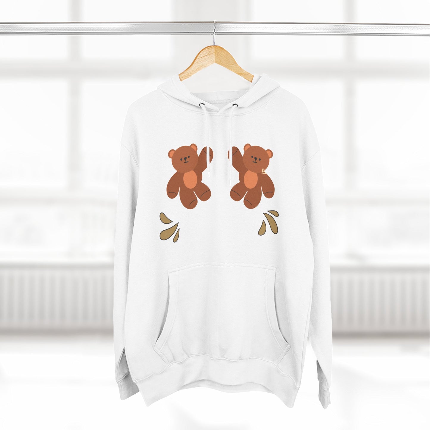 Cute Bear Fleece Hoodie | Cozy Unisex Fashion, Playful Sweatshirt, Perfect Gift, Casual Wear, Everyday Comfort, Holiday Style