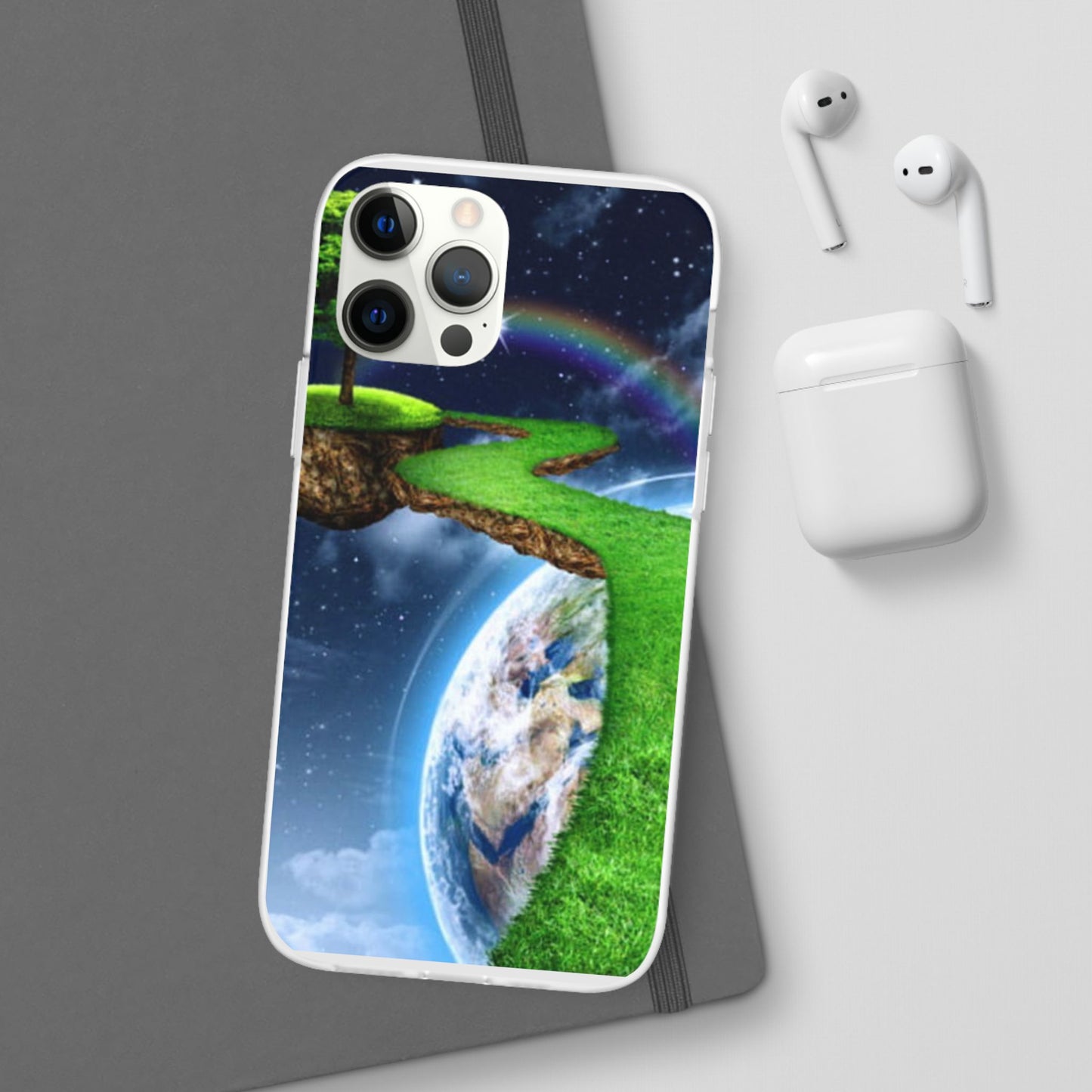 Dreamy Landscape Phone Case, Eco-Friendly Cell Phone Cover, Nature Inspired Gift, Aesthetic Mobile Case, Vibrant Rainbow Design