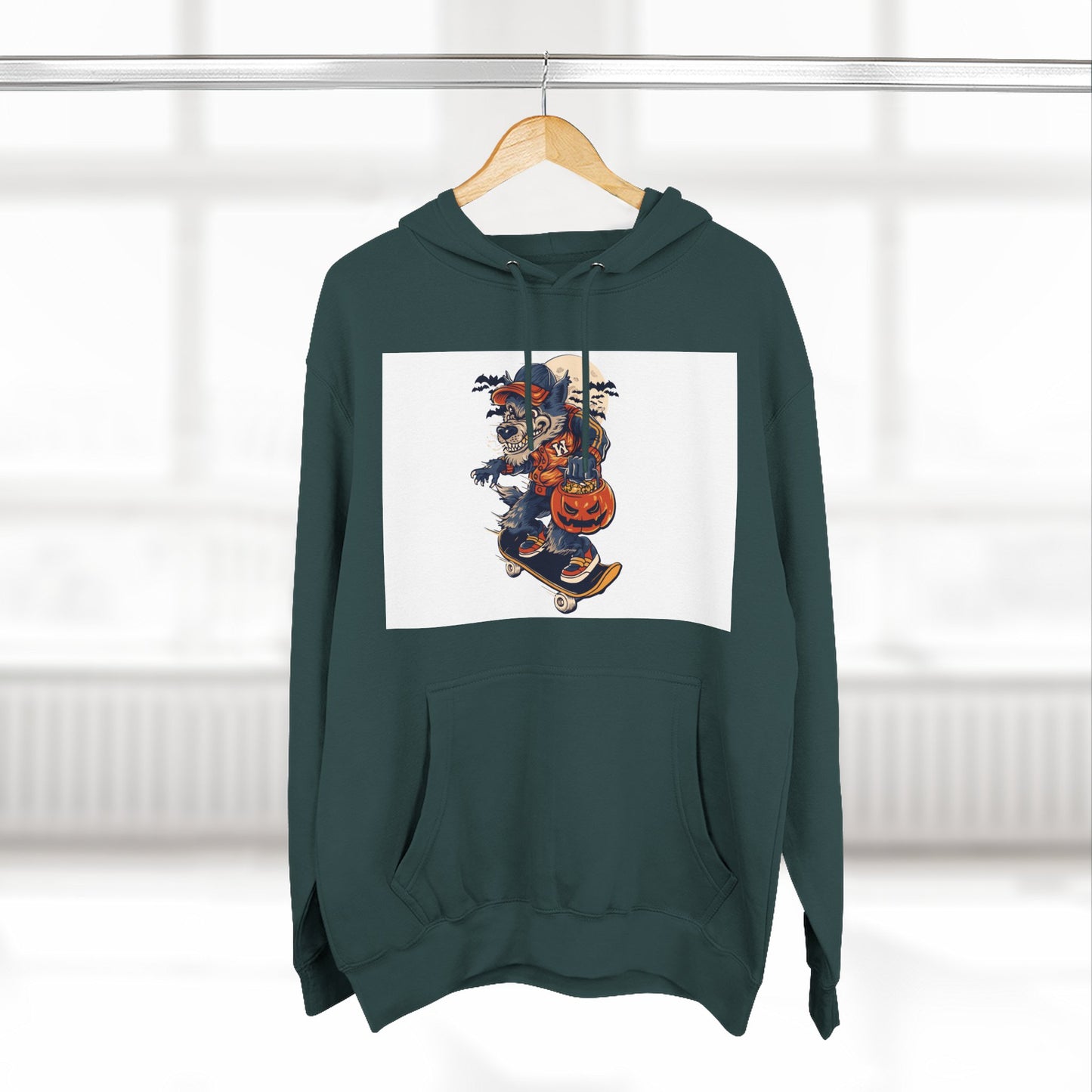 Fleece Hoodie with Halloween Design, Cozy Sweatshirt, Fall Fashion, Gift for Her, Casual Layering