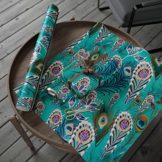 Peacock Feather Colorful Wrapping Paper, Decorative Gift Wrap Roll, Eco-Friendly Gift Wrap, Holiday Wrapping, Party Supplies, Unique Gift Planner