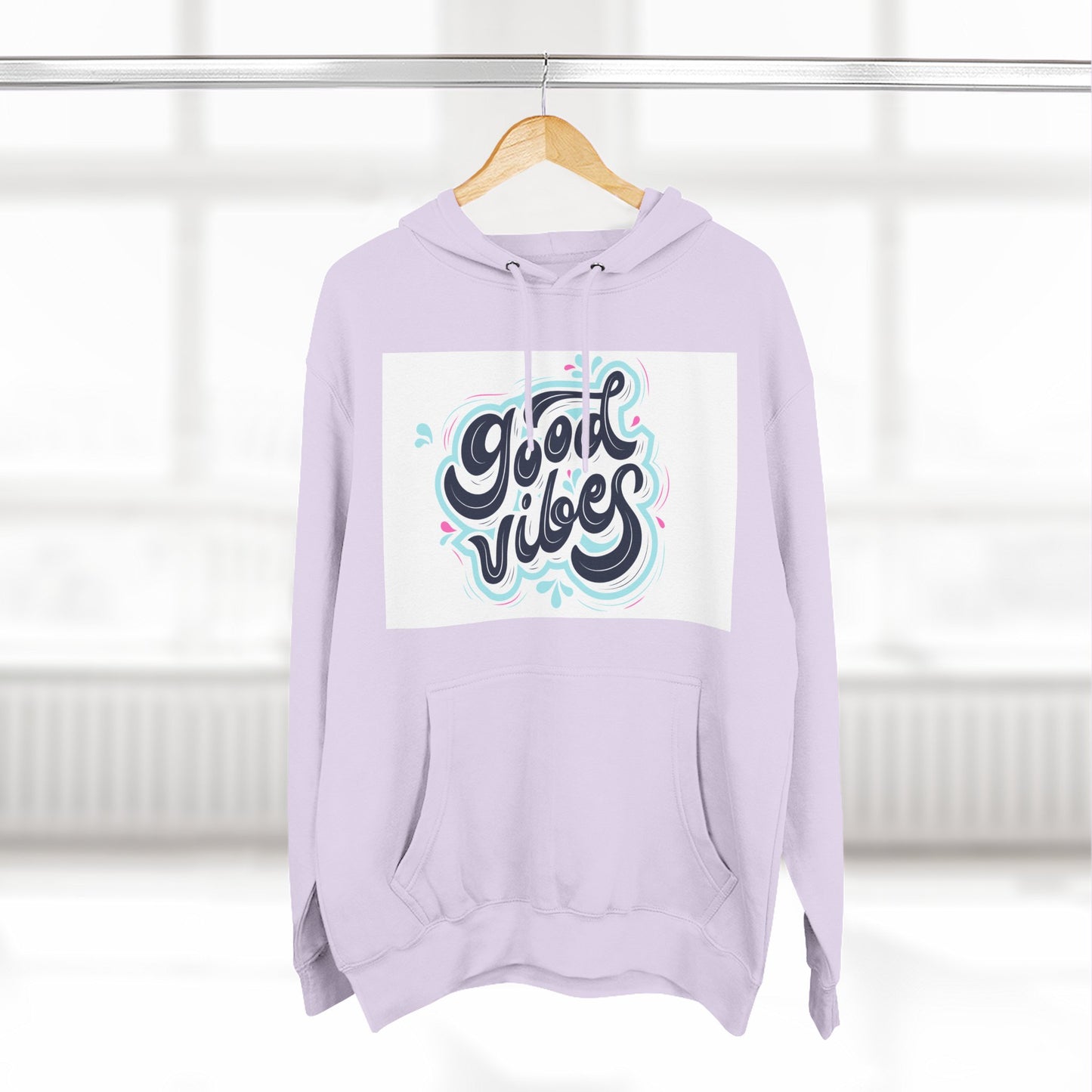 Good Vibes Three-Panel Fleece Hoodie | Cozy Streetwear, Perfect for Casual Outings, Unisex Gift, Inspirational Wear, Everyday Comfort