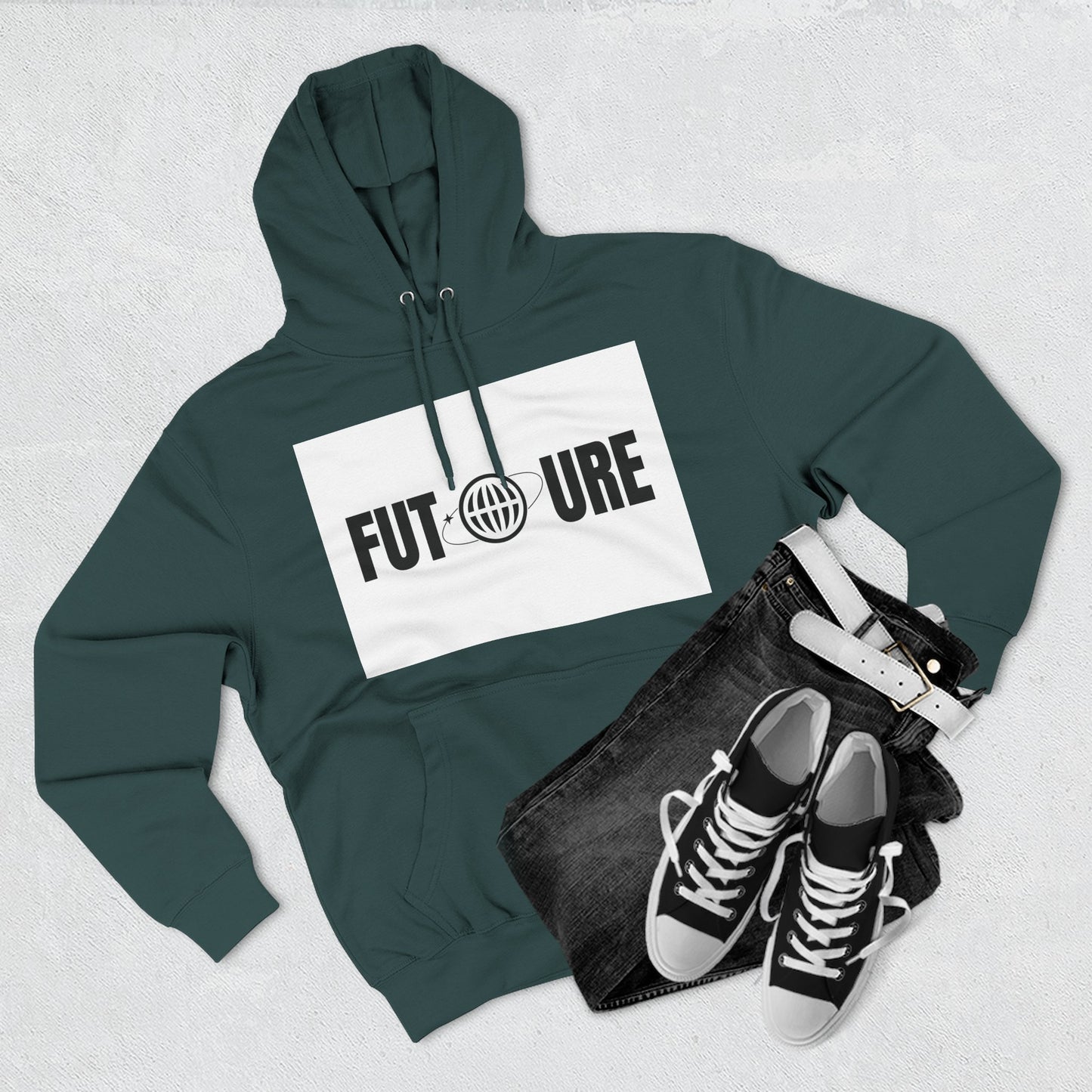 Futuristic Three-Panel Fleece Hoodie, Cozy Fashion, Streetwear Style, Gift for Trendsetters, Everyday Comfort